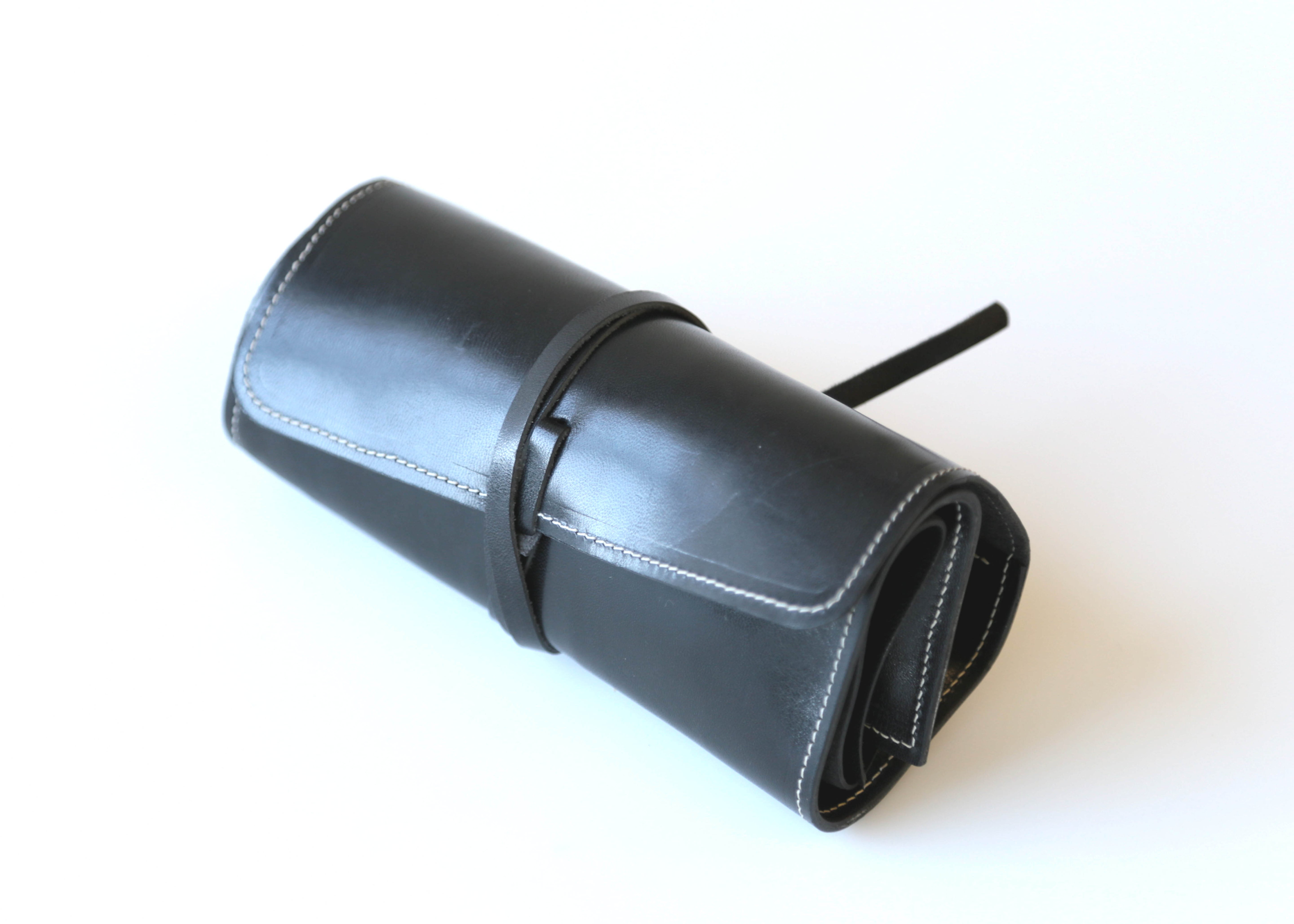THREE POCKET WATCH ROLL BLACK