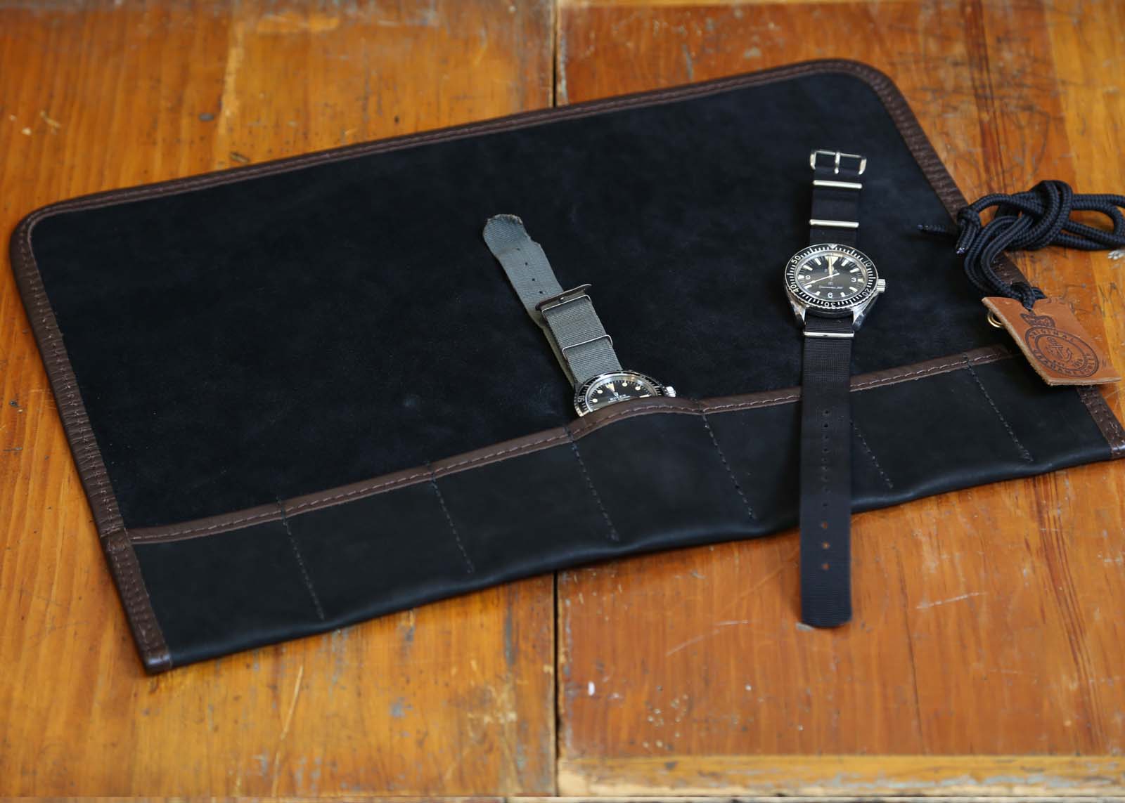 Black Soft Suede Leather Watch Roll