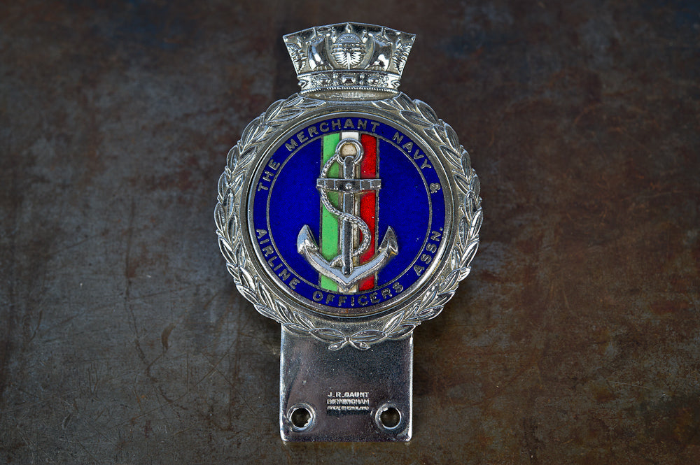 Chrome Merchant Navy J.R. Grant car Badge