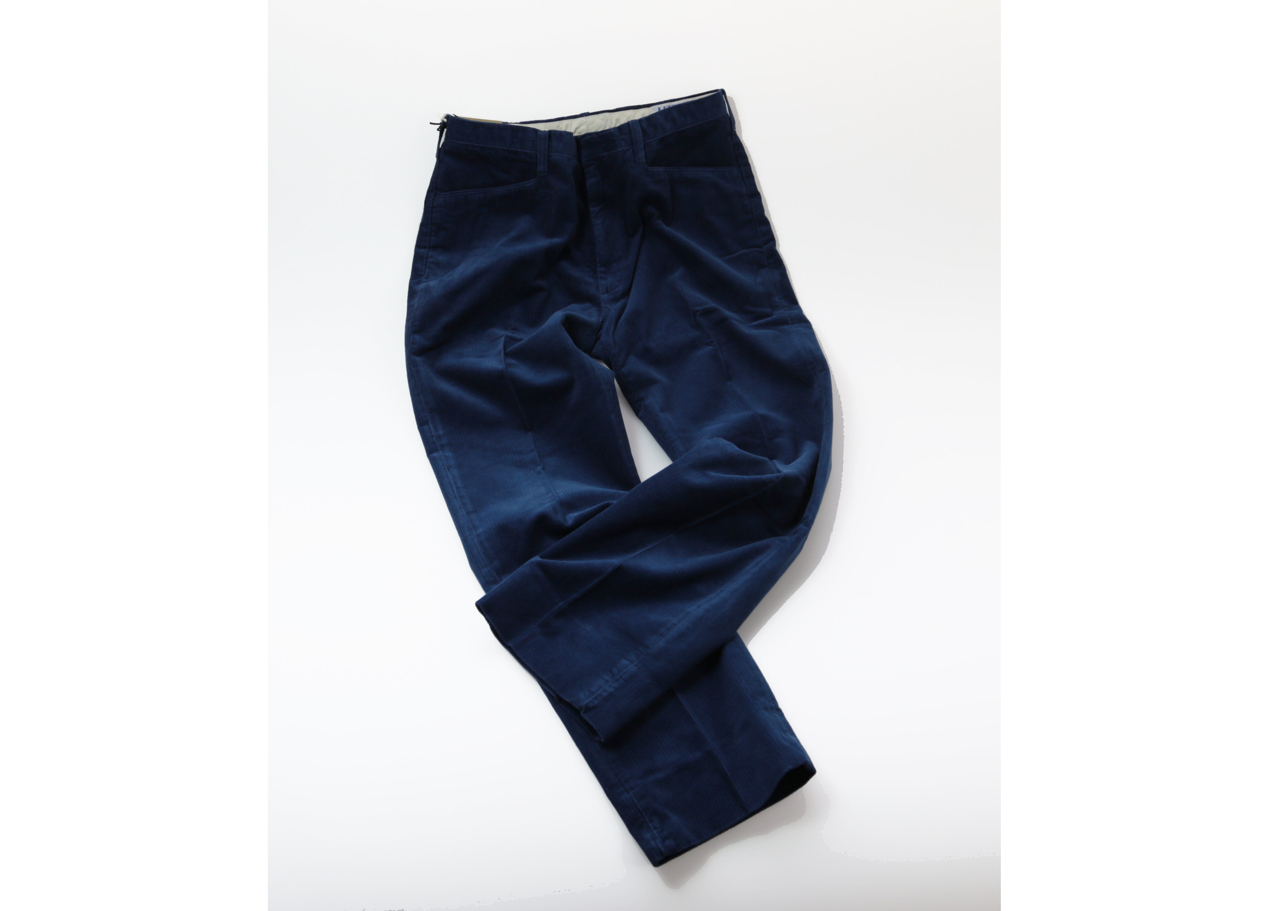 DARK BLUE STA-PREST CORDUROY TROUSERS