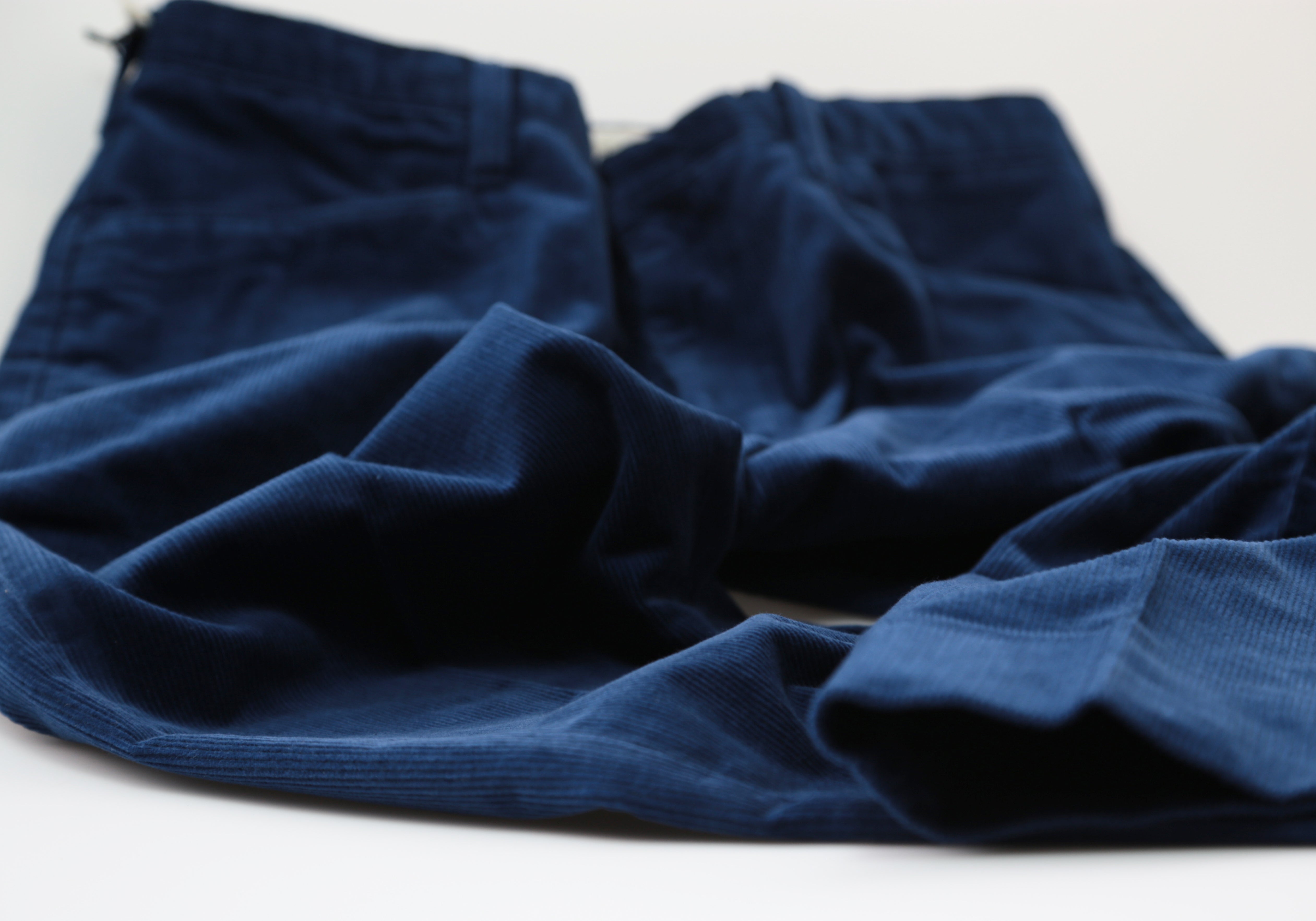 DARK BLUE STA-PREST CORDUROY TROUSERS