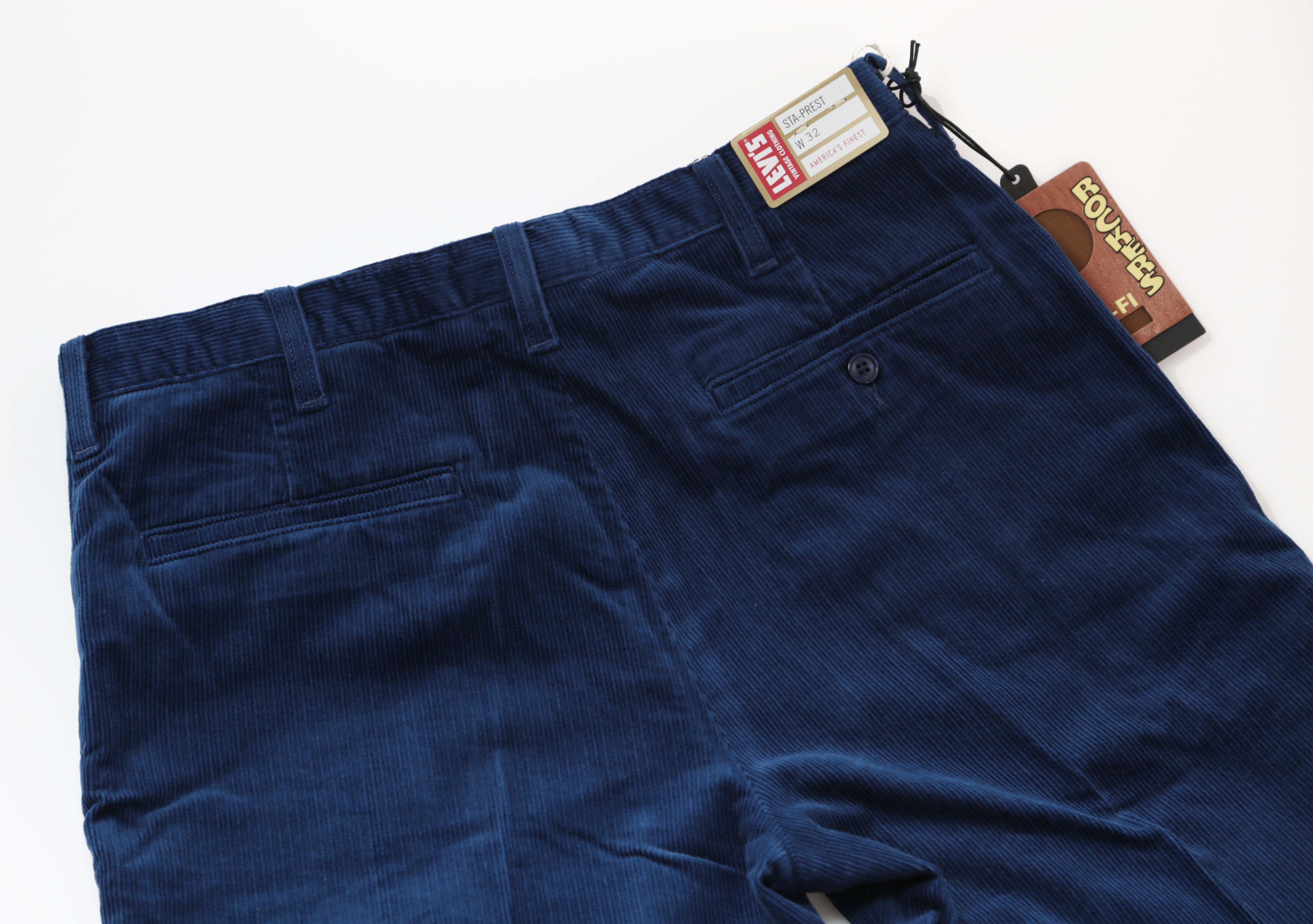 DARK BLUE STA-PREST CORDUROY TROUSERS
