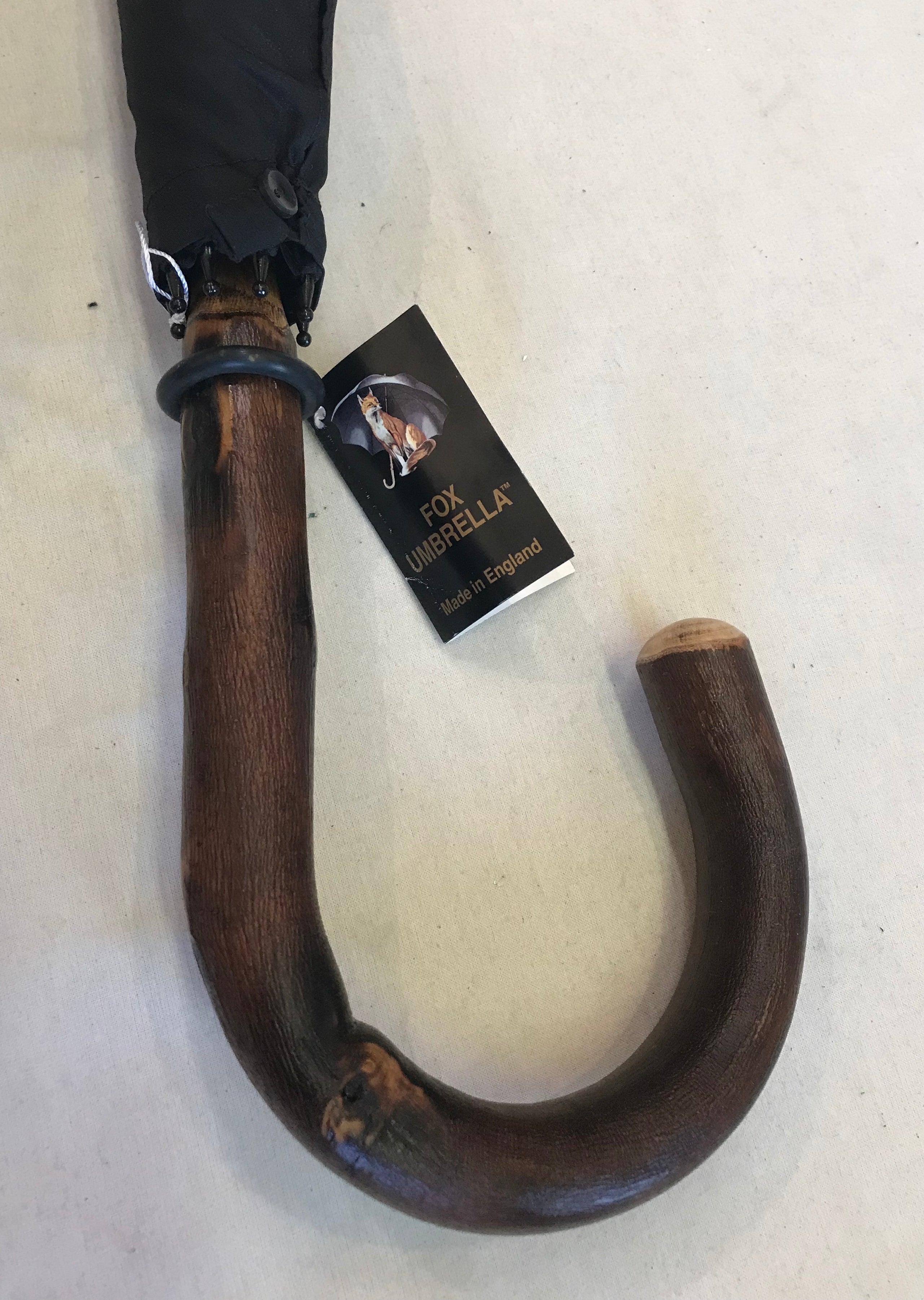 FOX'S DARK HANDLED BLACK UMBRELLA