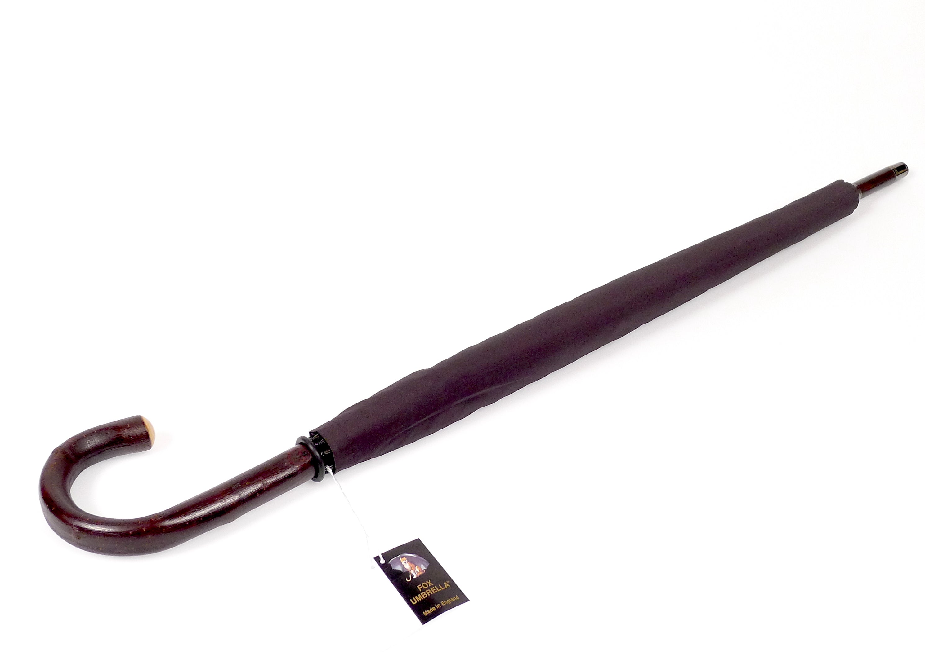 FOX'S DARK HANDLED BLACK UMBRELLA