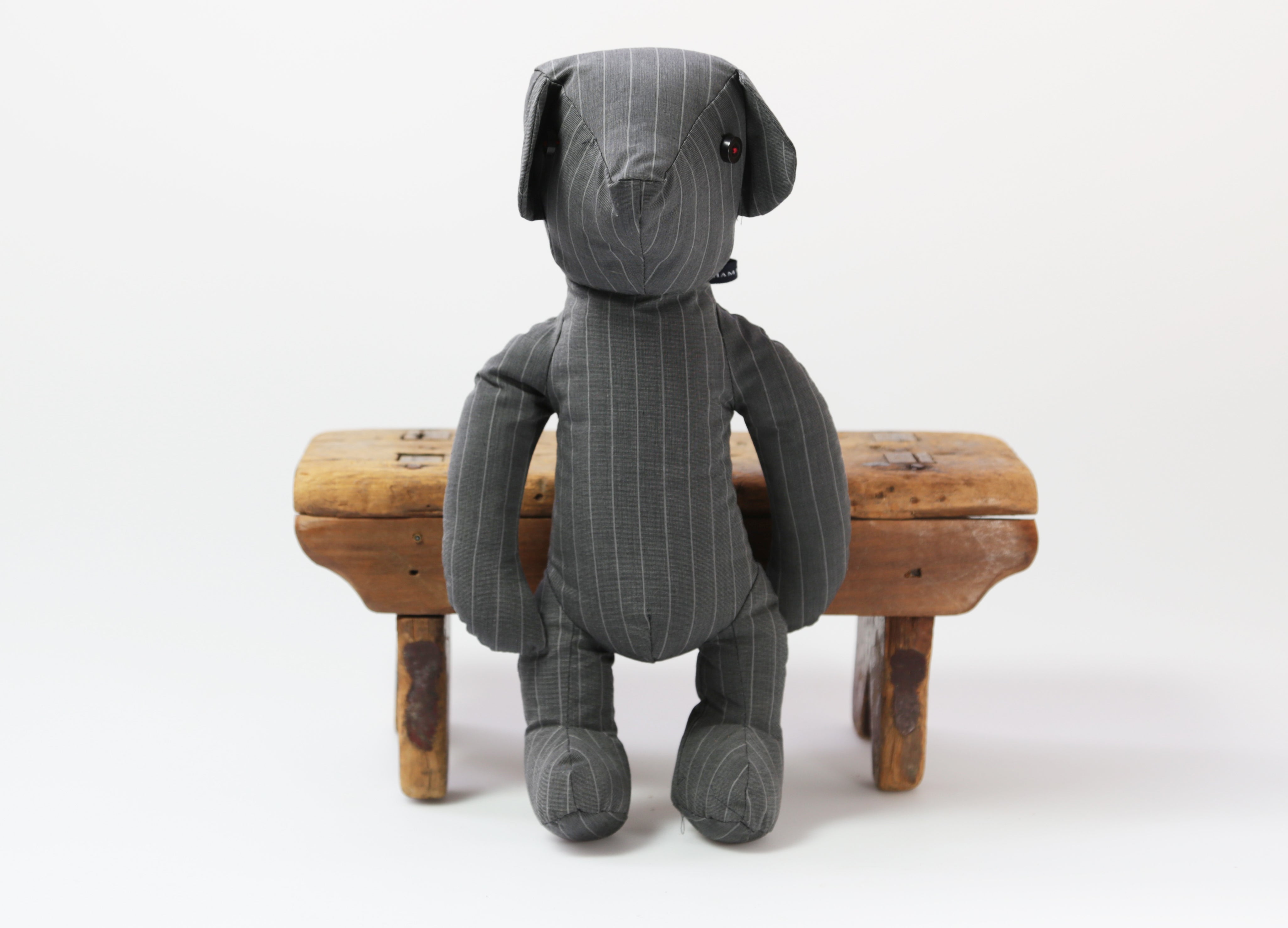 GREY WITH WHITE PIN STRIPES BEAR