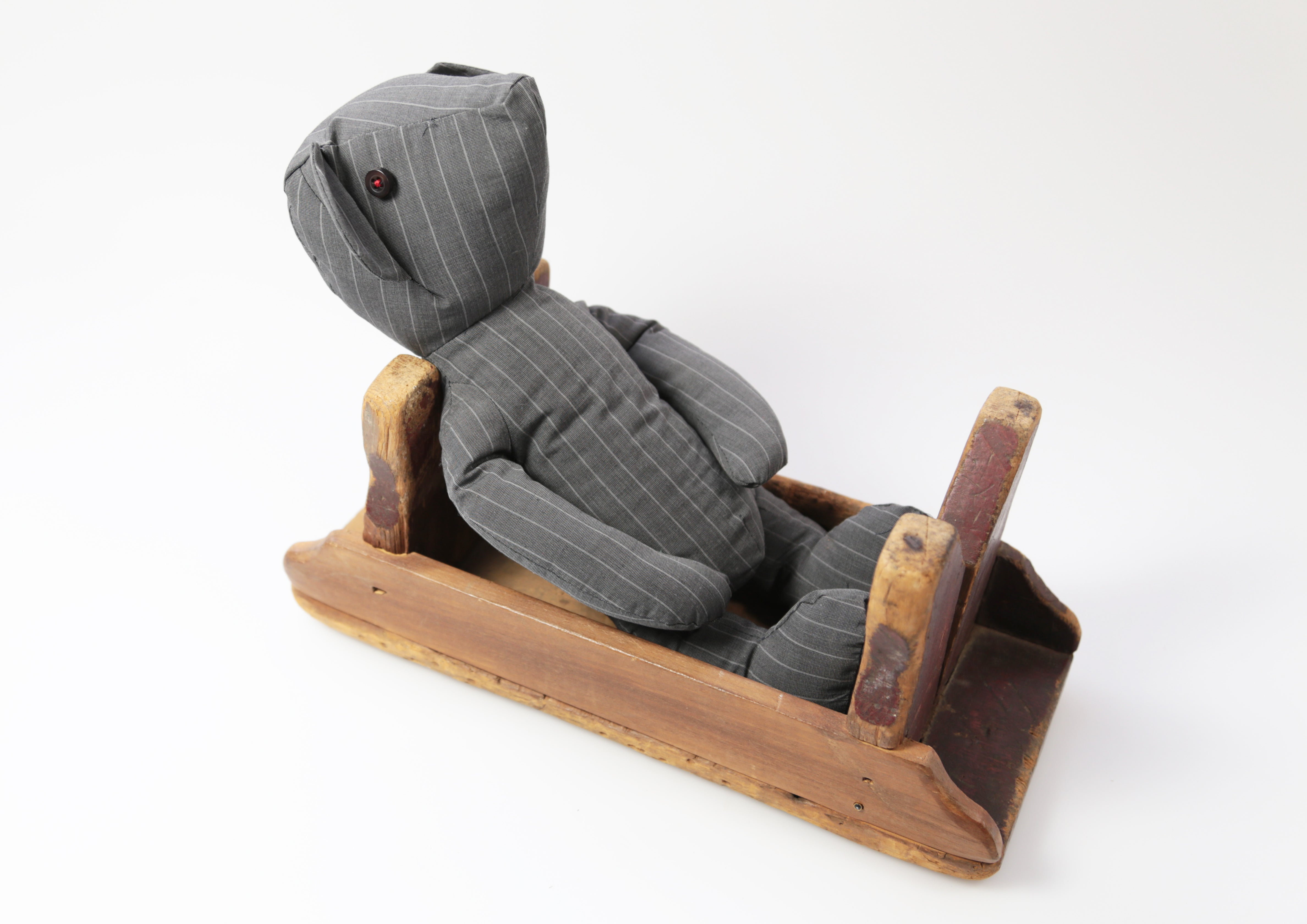 GREY WITH WHITE PIN STRIPES BEAR