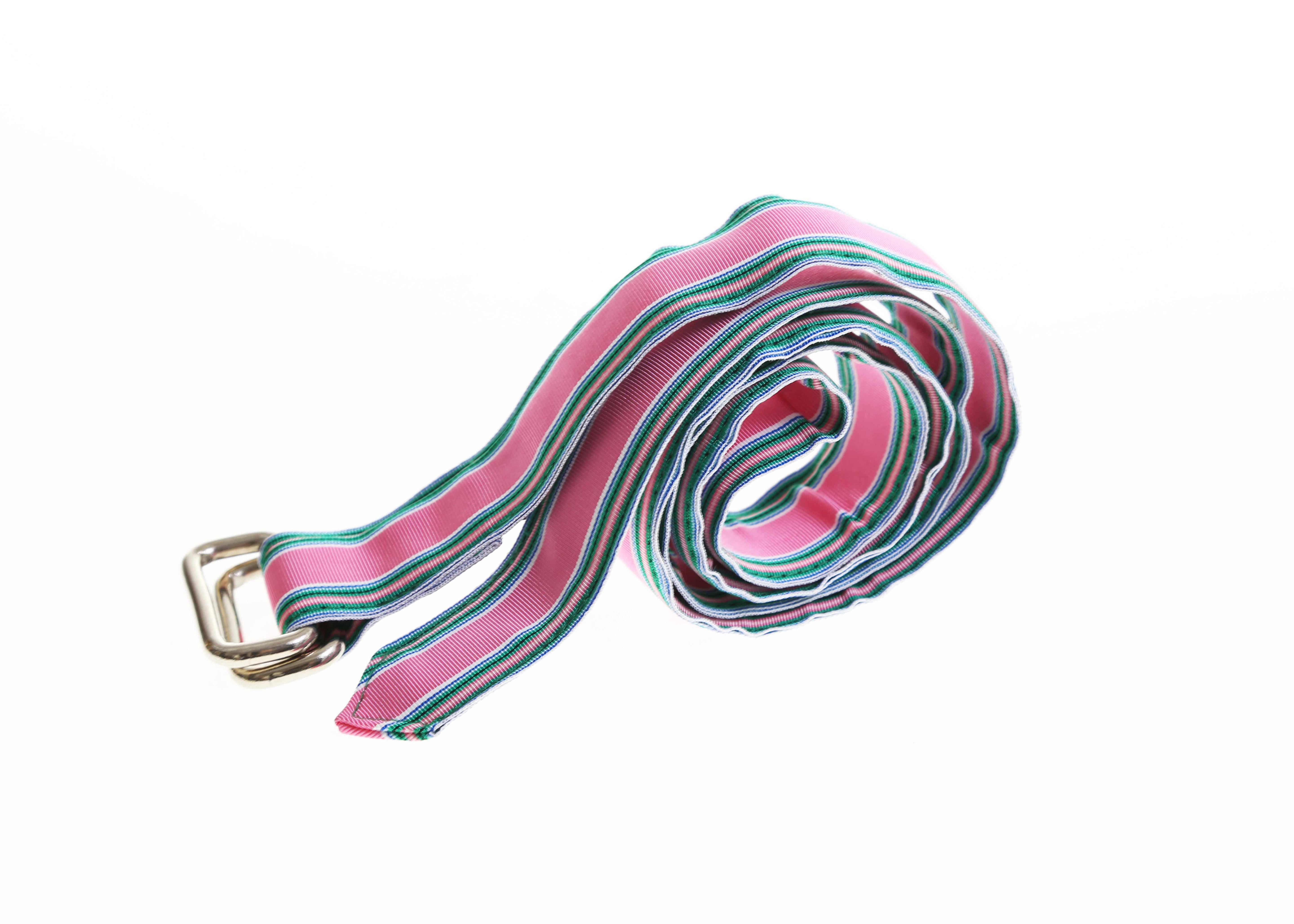 Pink Multi Stripe Grosgrain Ribbon Belt