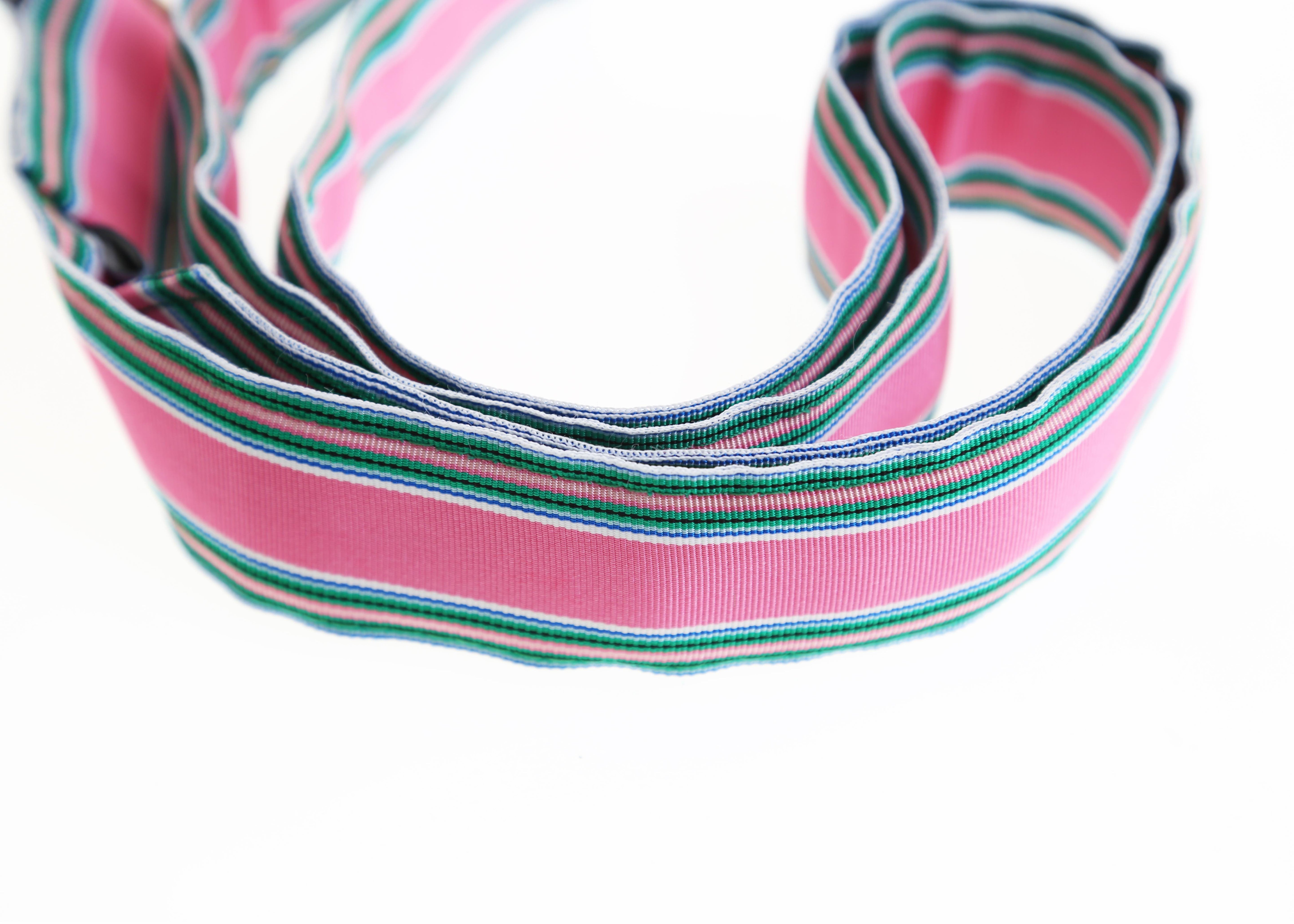 Pink Multi Stripe Grosgrain Ribbon Belt