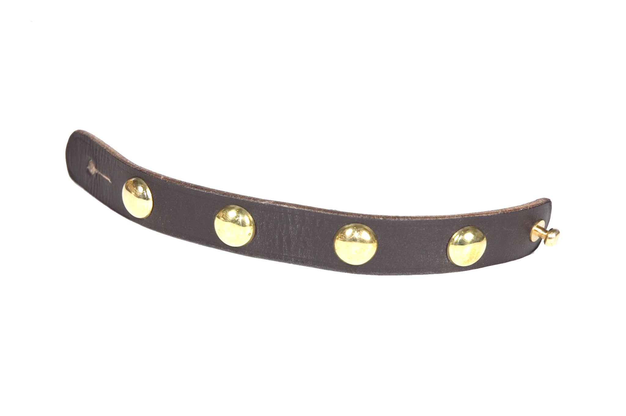 Leather Studded Cuff With Brass Domed Studs