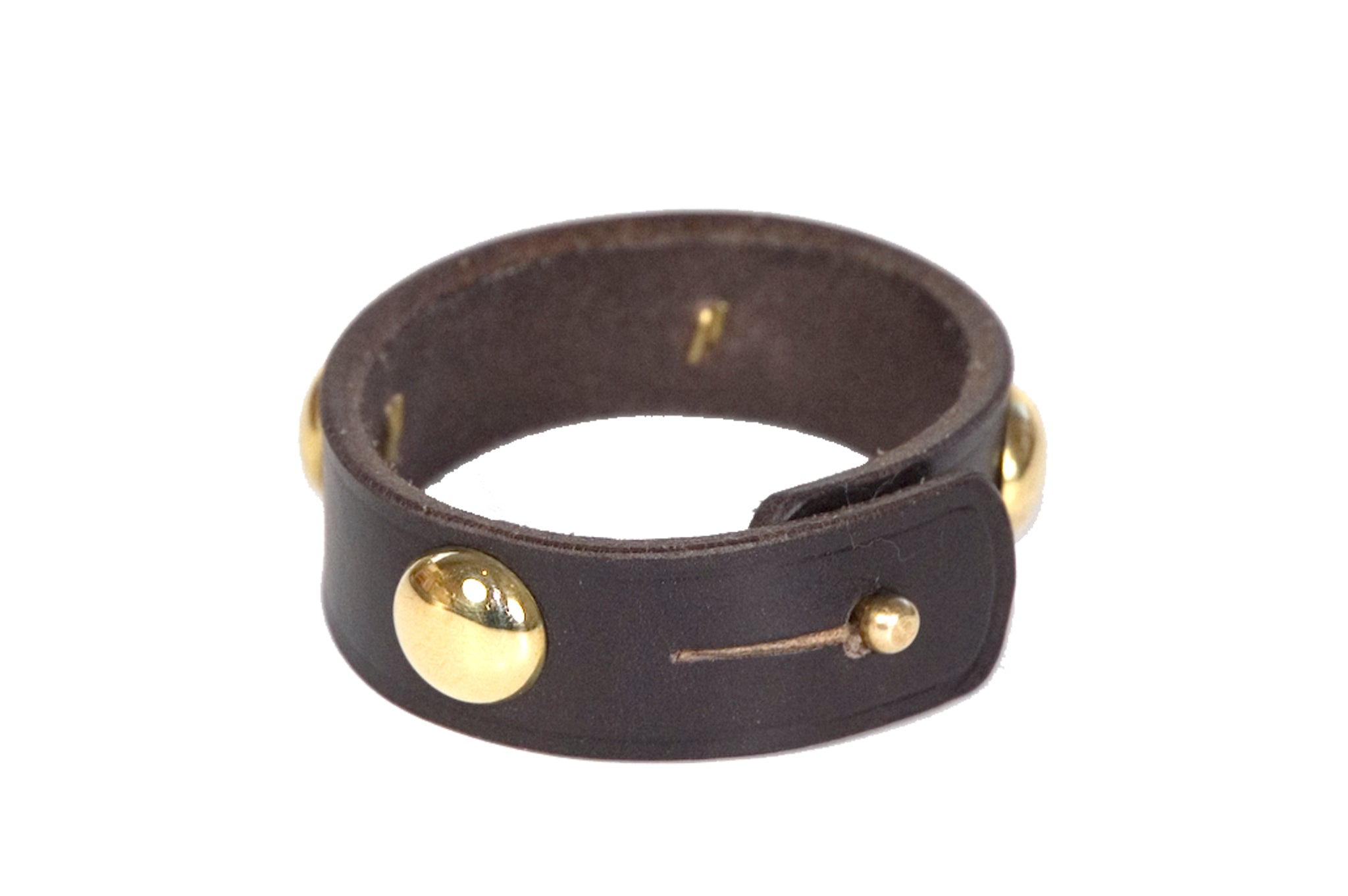 Leather Studded Cuff With Brass Domed Studs