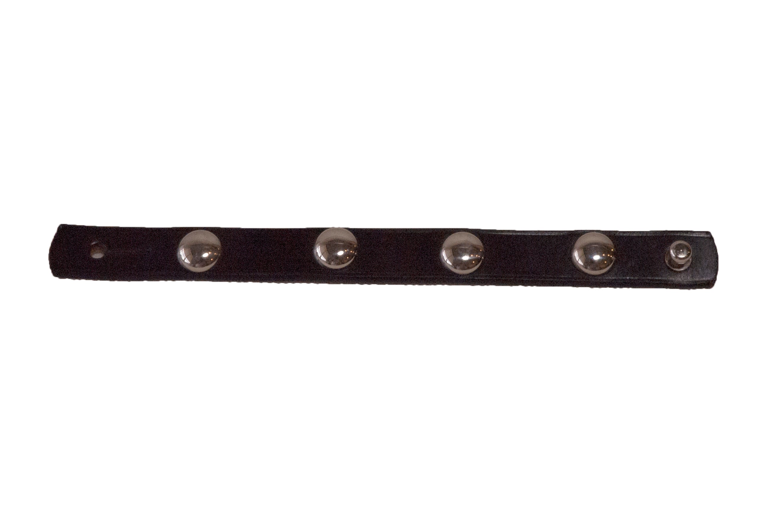 Leather Studded Cuff With Nickel Domed Studs