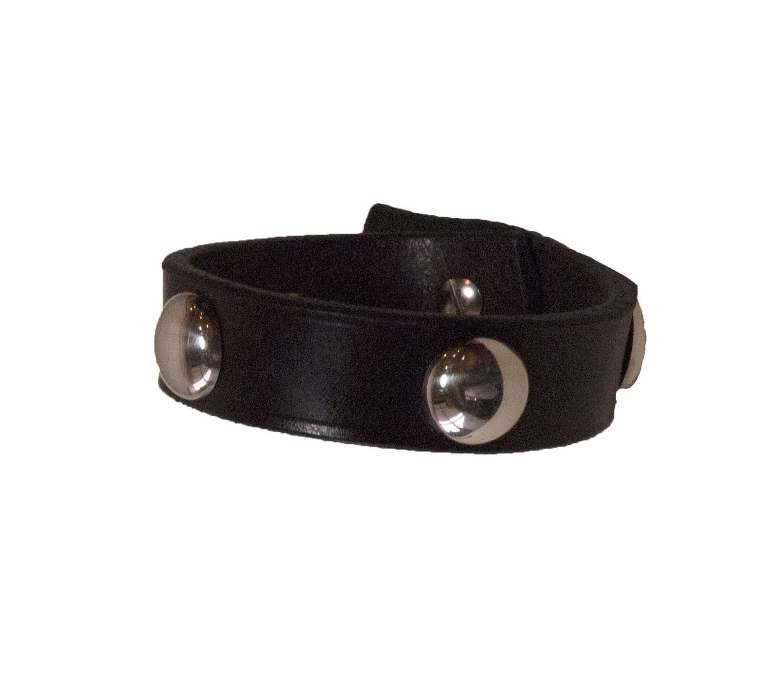 Leather Studded Cuff With Nickel Domed Studs