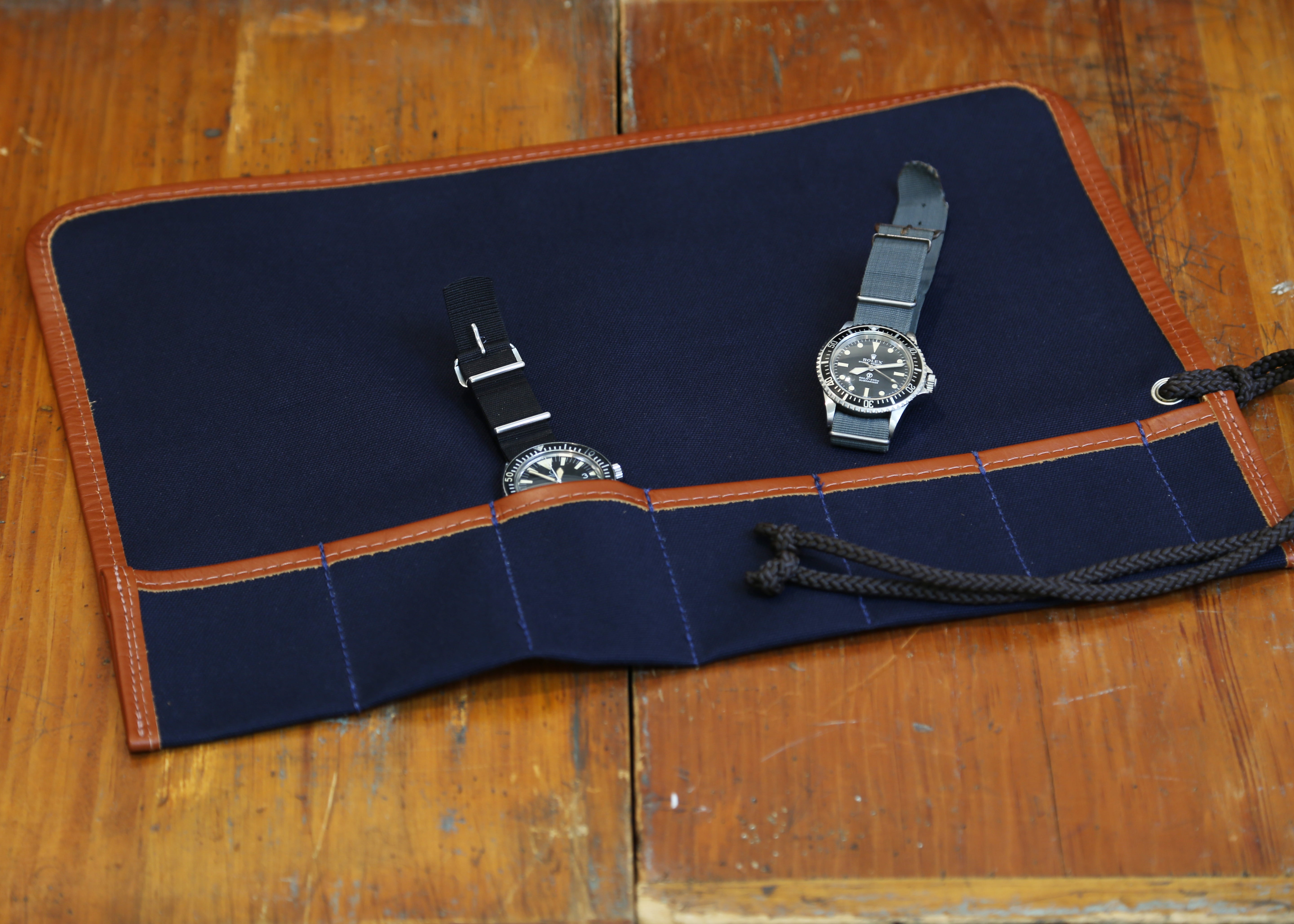 Navy Canvas Watch Roll