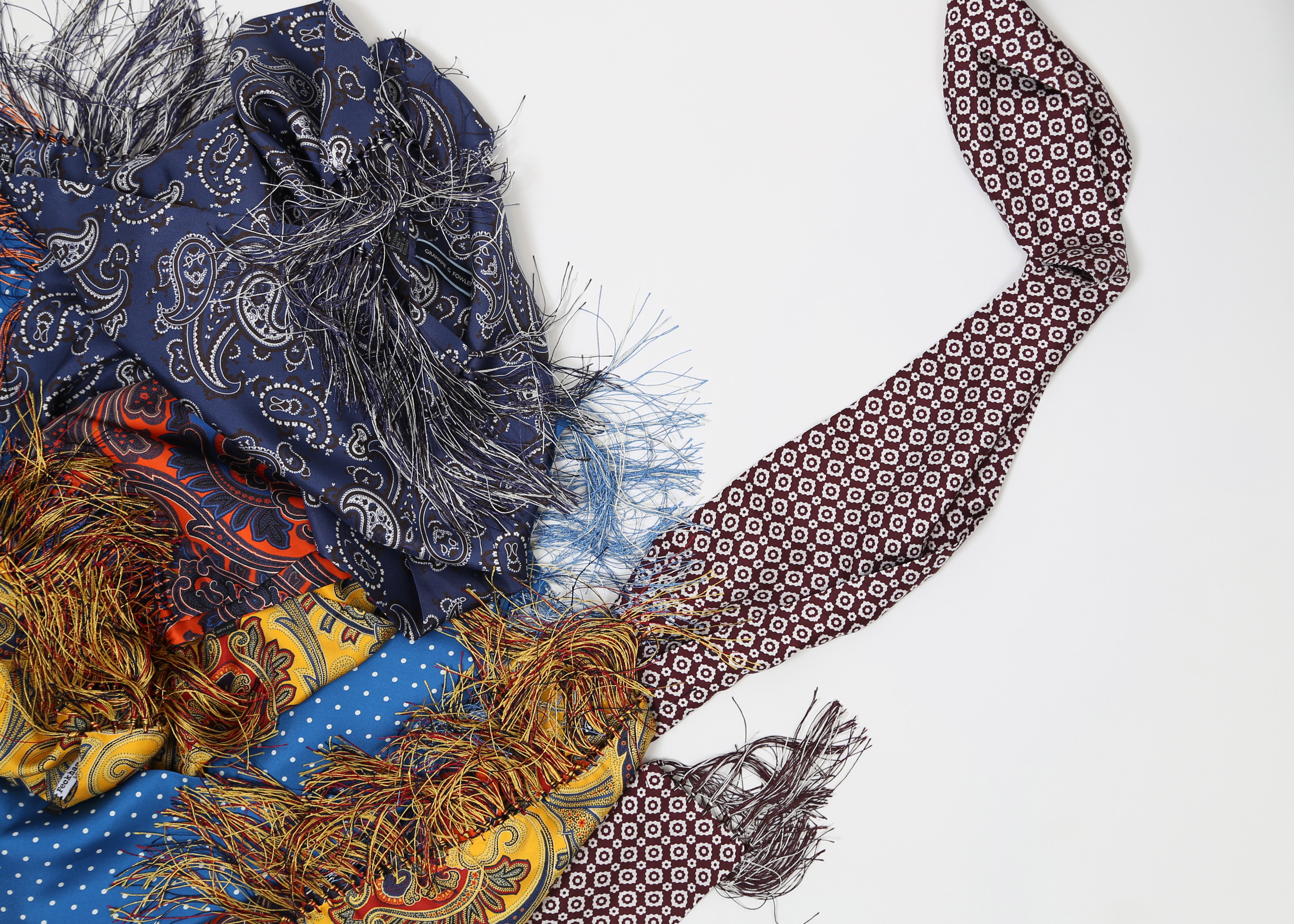 Navy Paisley Silk Scarf , made in England