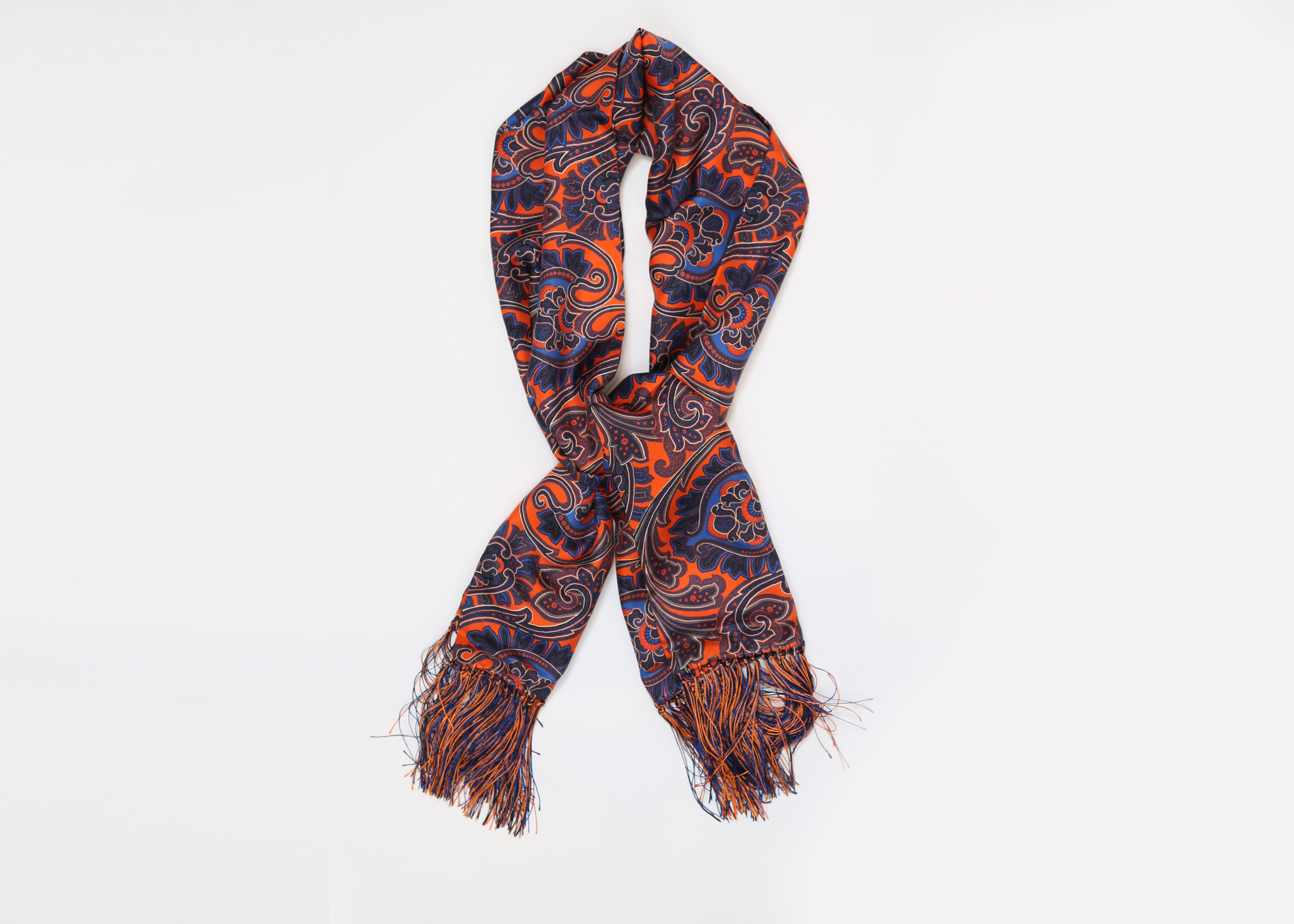 Orange Paisley Silk Scarf