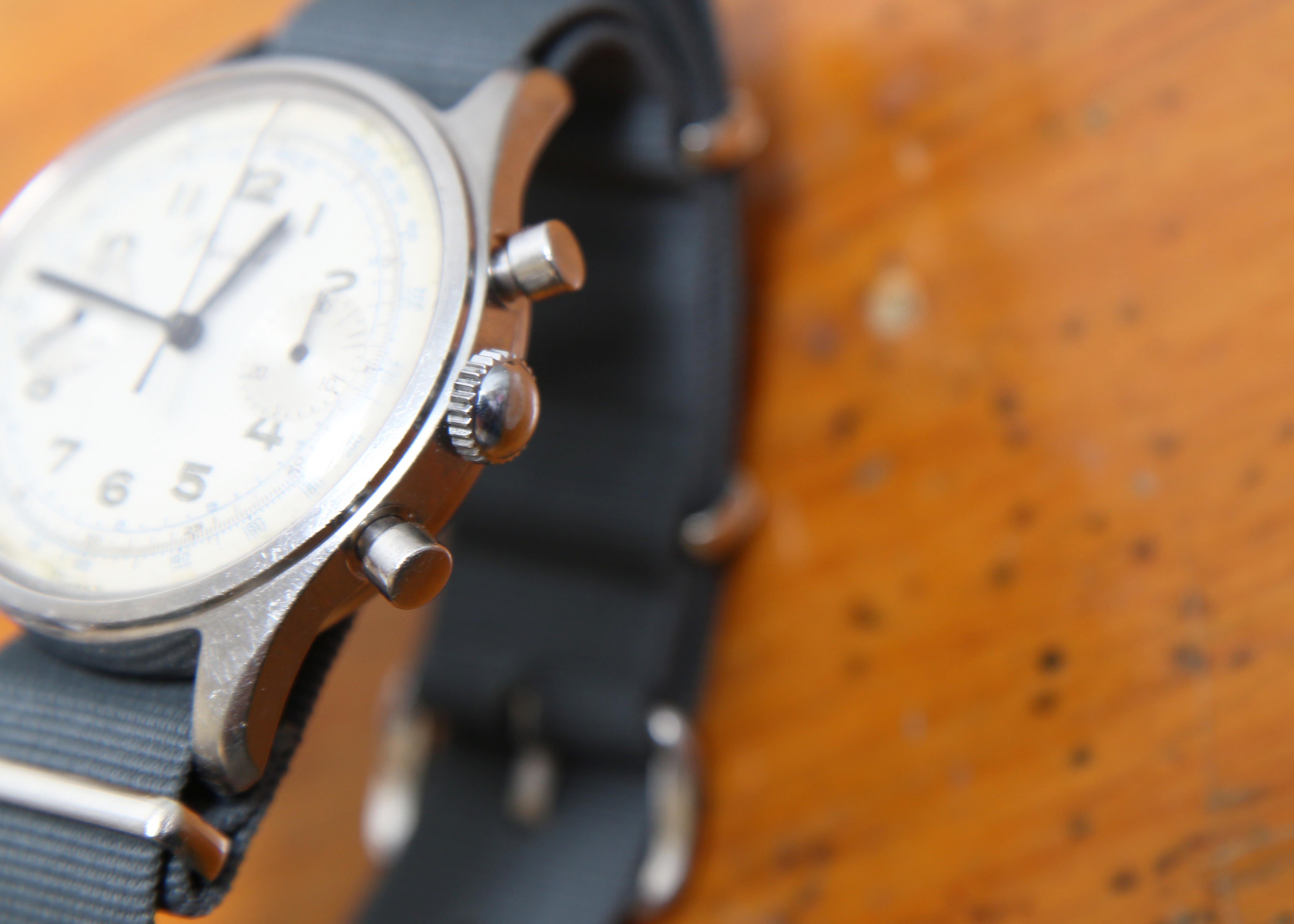 PRECISTA GALET 1960'S VINTAGE STEEL VALIJOUX 7733 MOVEMENT MILITARY MARK W221 36MM CASE #25