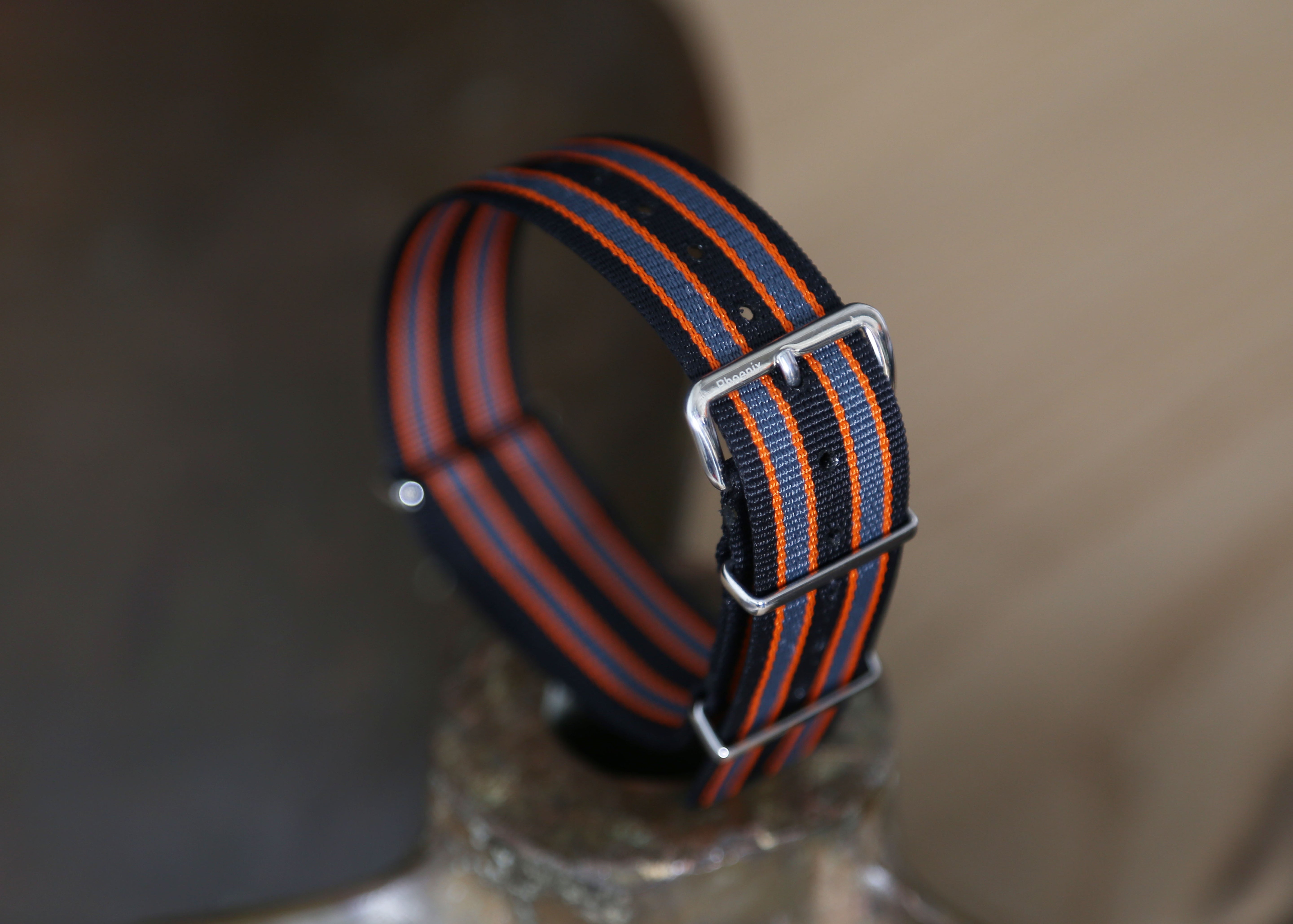 Black, Orange And Grey Regimental Stripes Watch Strap