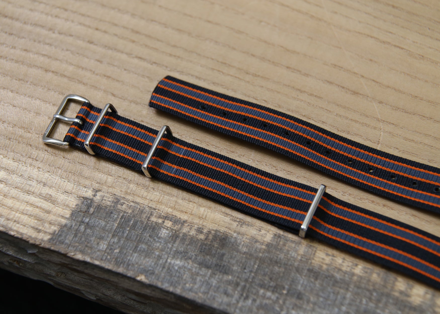 Black, Orange And Grey Regimental Stripes Watch Strap