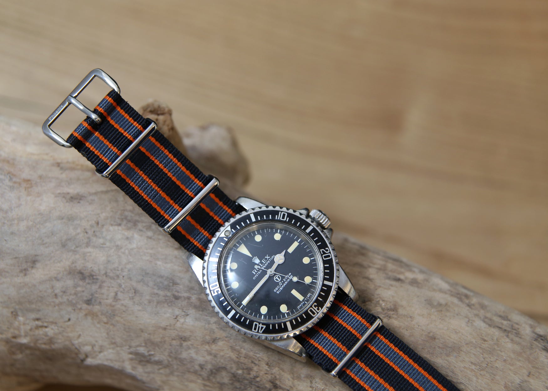 Black, Orange And Grey Regimental Stripes Watch Strap
