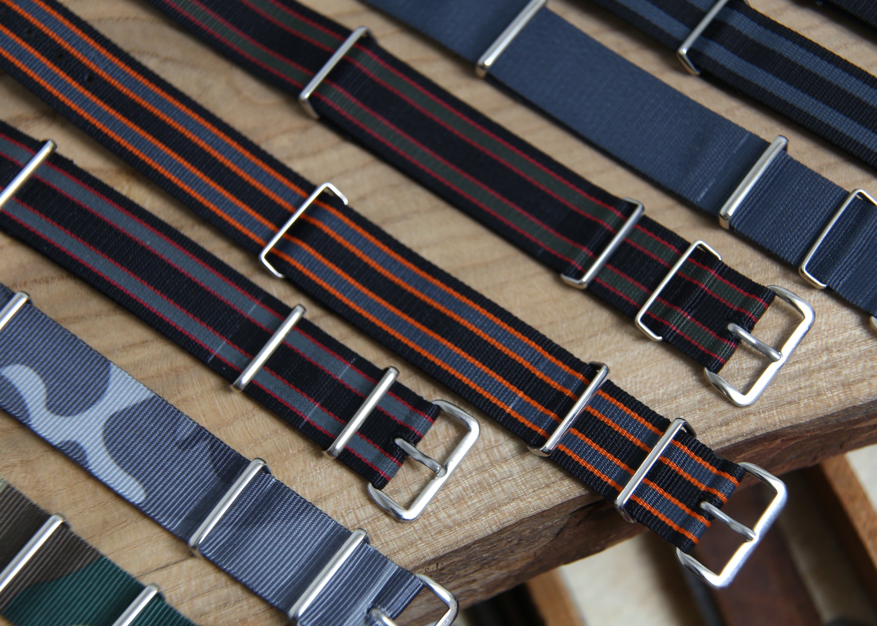 Black, Orange And Grey Regimental Stripes Watch Strap