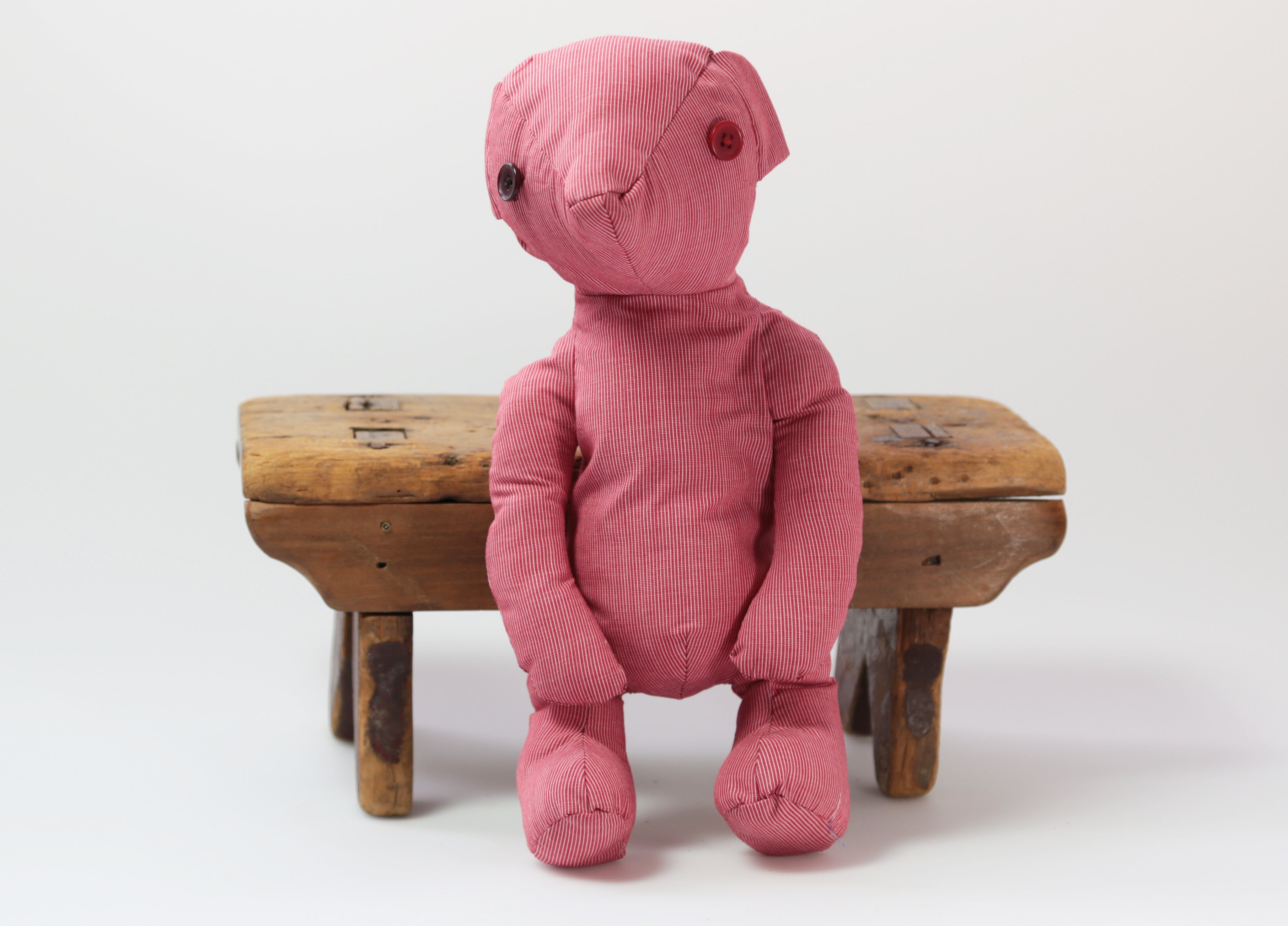 RED & WHITE PIN STRIPE BEAR