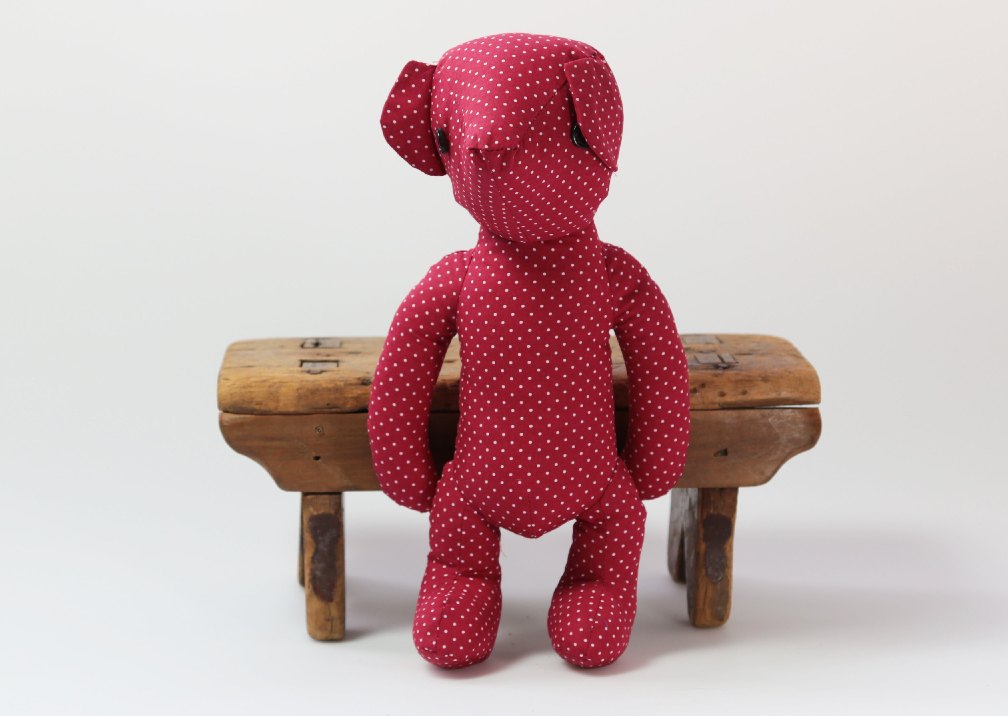 RED WITH WHITE MICRO DOTS BEAR