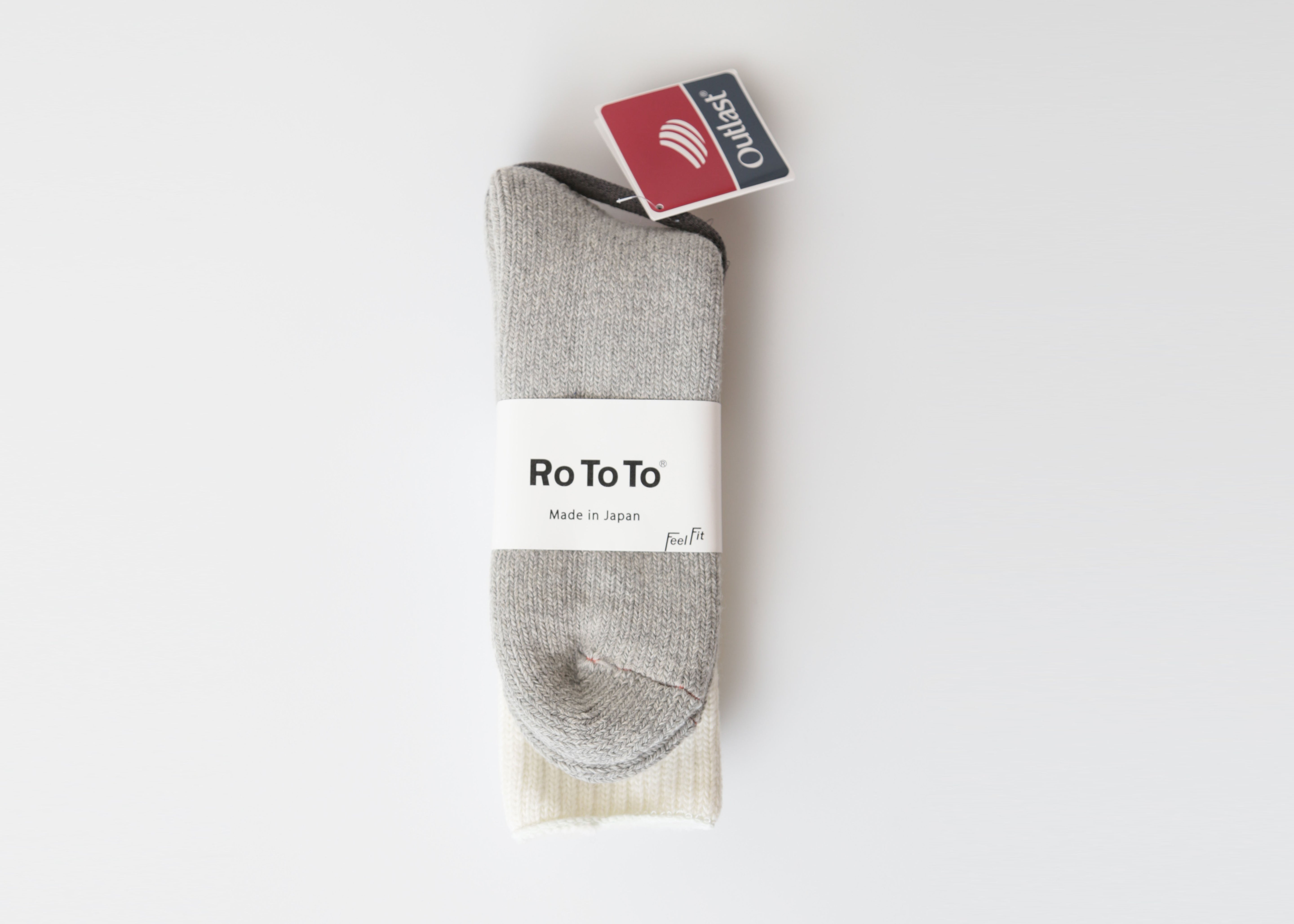 ROTOTO "OUTLAST" TEASEL SOCKS WHITE/GRAY