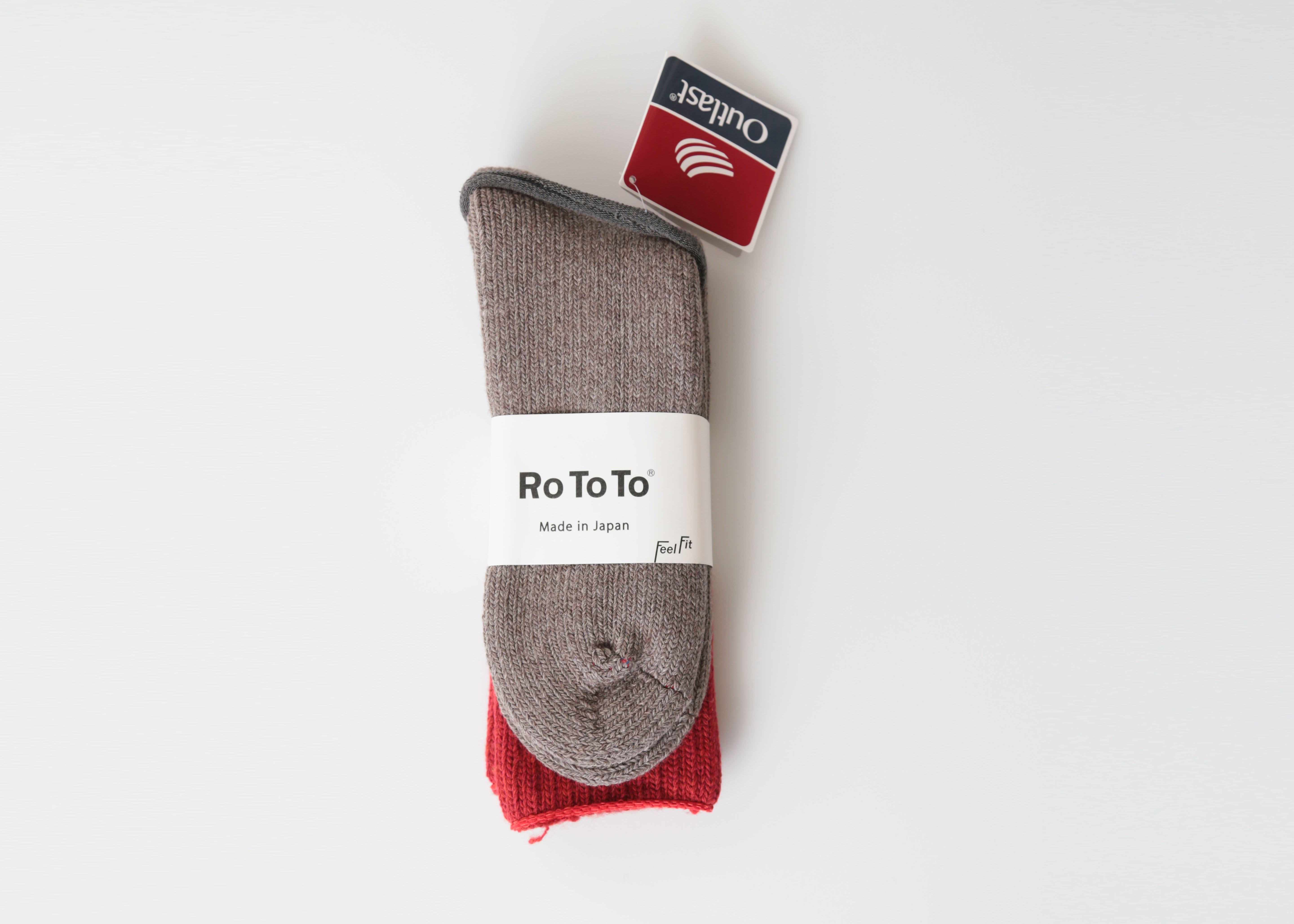 ROTOTO "OUTLAST" TEASEL SOCKS RED/MOCHA