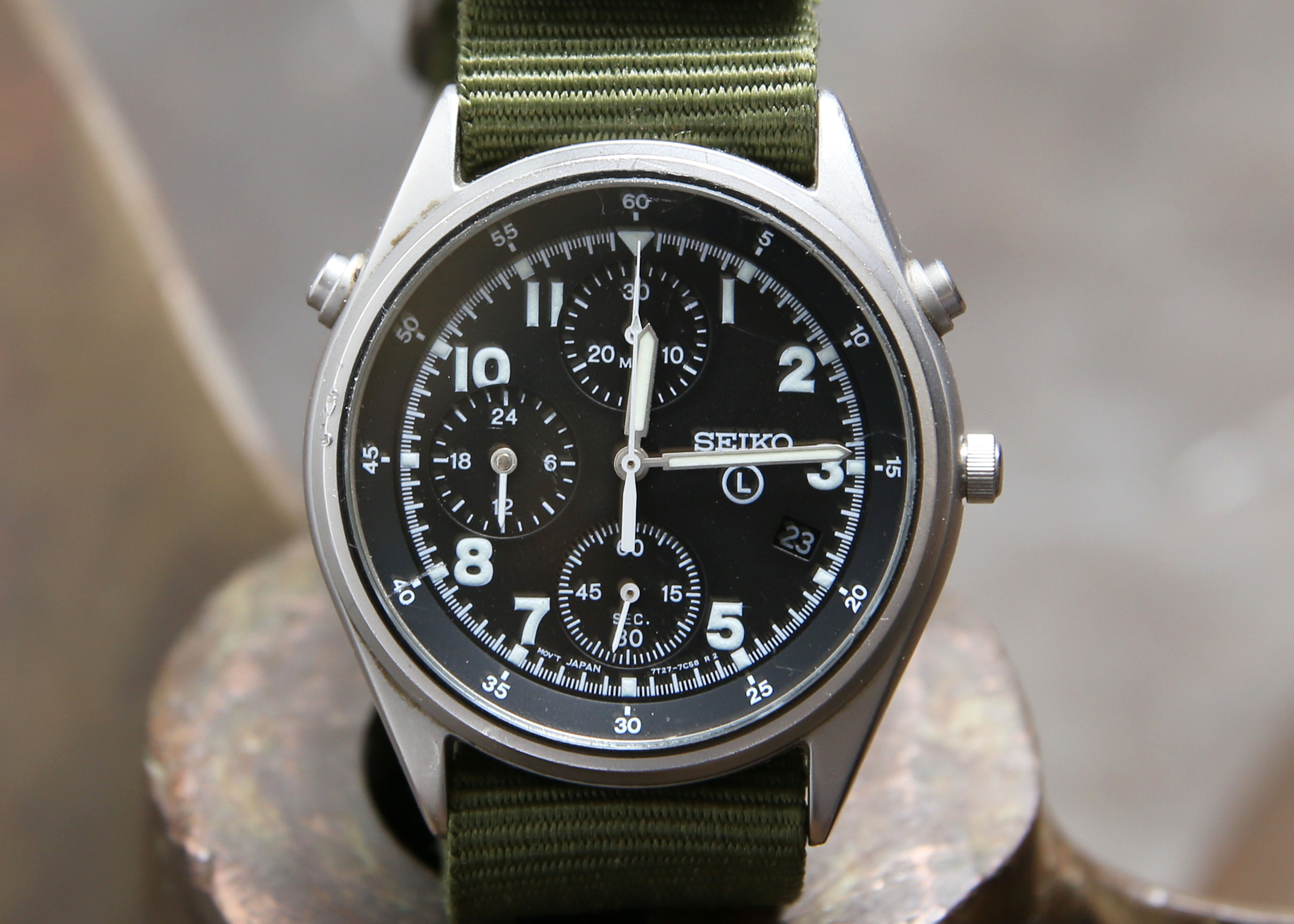 SEIKO RARE SWEDISH HELICOPTERS PILOT WATCH, EARLY 90's 7T27-7A20 A6 ISSUE #M3440-058010