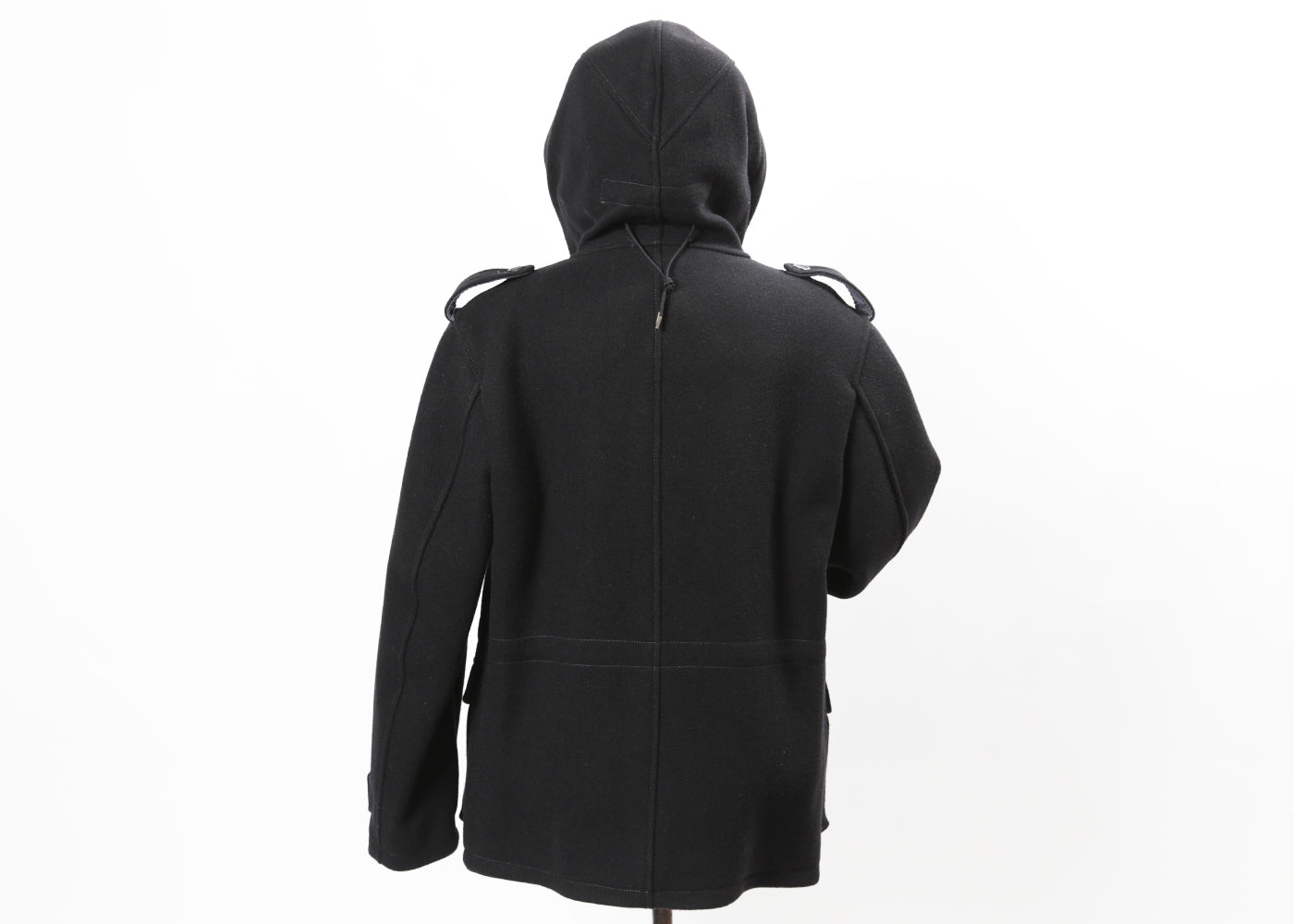 TEN C BLACK SMOCK WOOL COAT W/ BROWN DOWN LINER 4020/3011