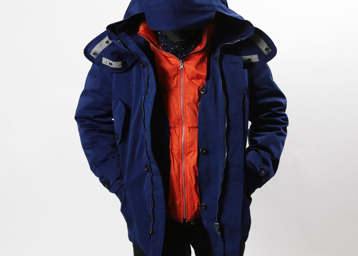 TEN C COBALT SNIPER JACKET W/ ORANGE LINER 4069/3113