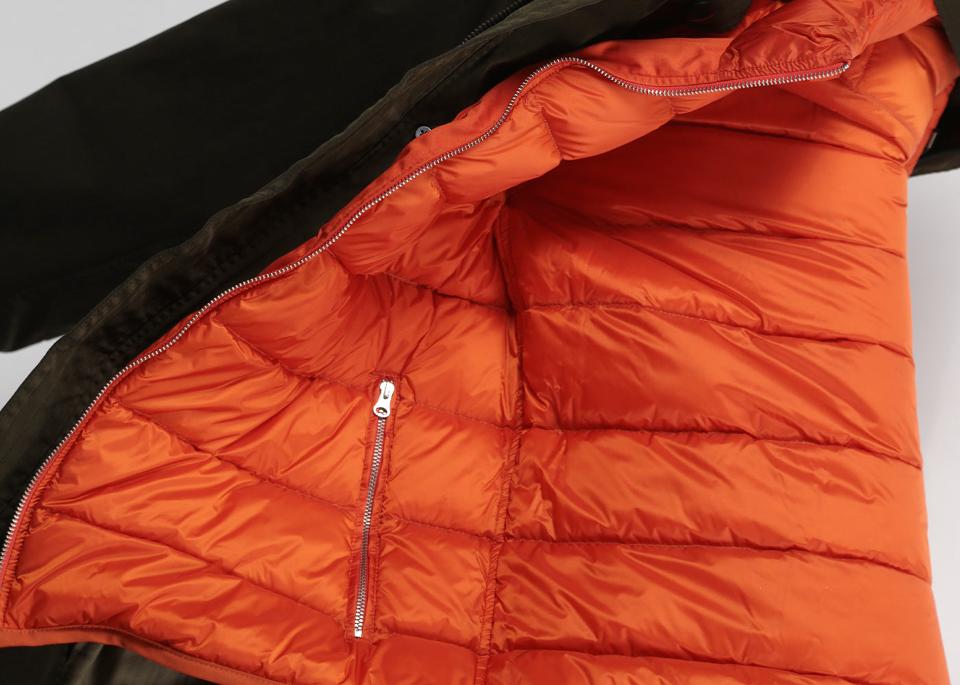 TEN C DARK GREEN PARKA W/ ORANGE DOWN LINER 4069/3113