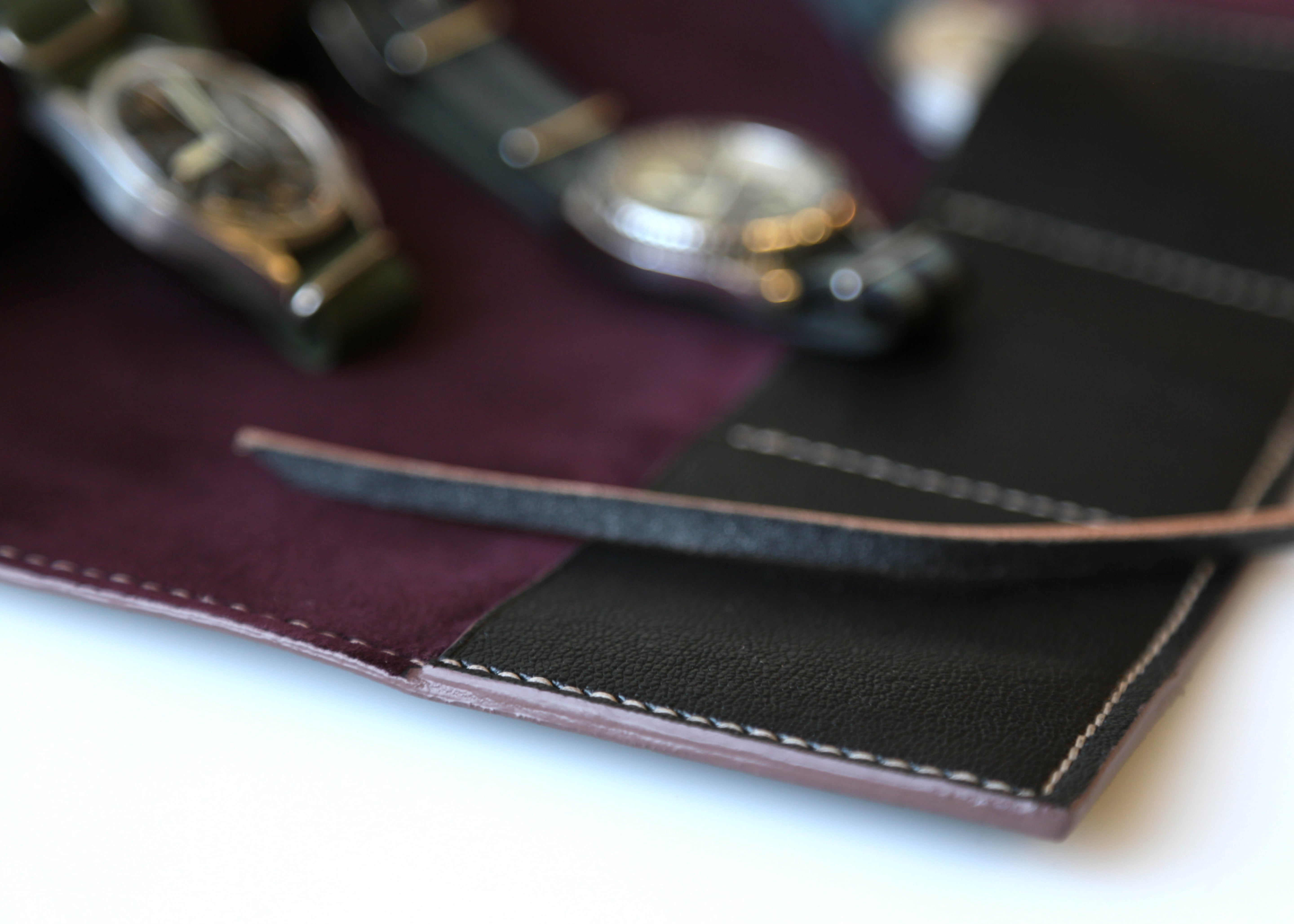 THREE POCKET WATCH ROLL BROWN