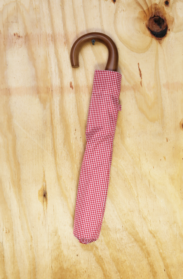 Red Check Telescoping Umbrella