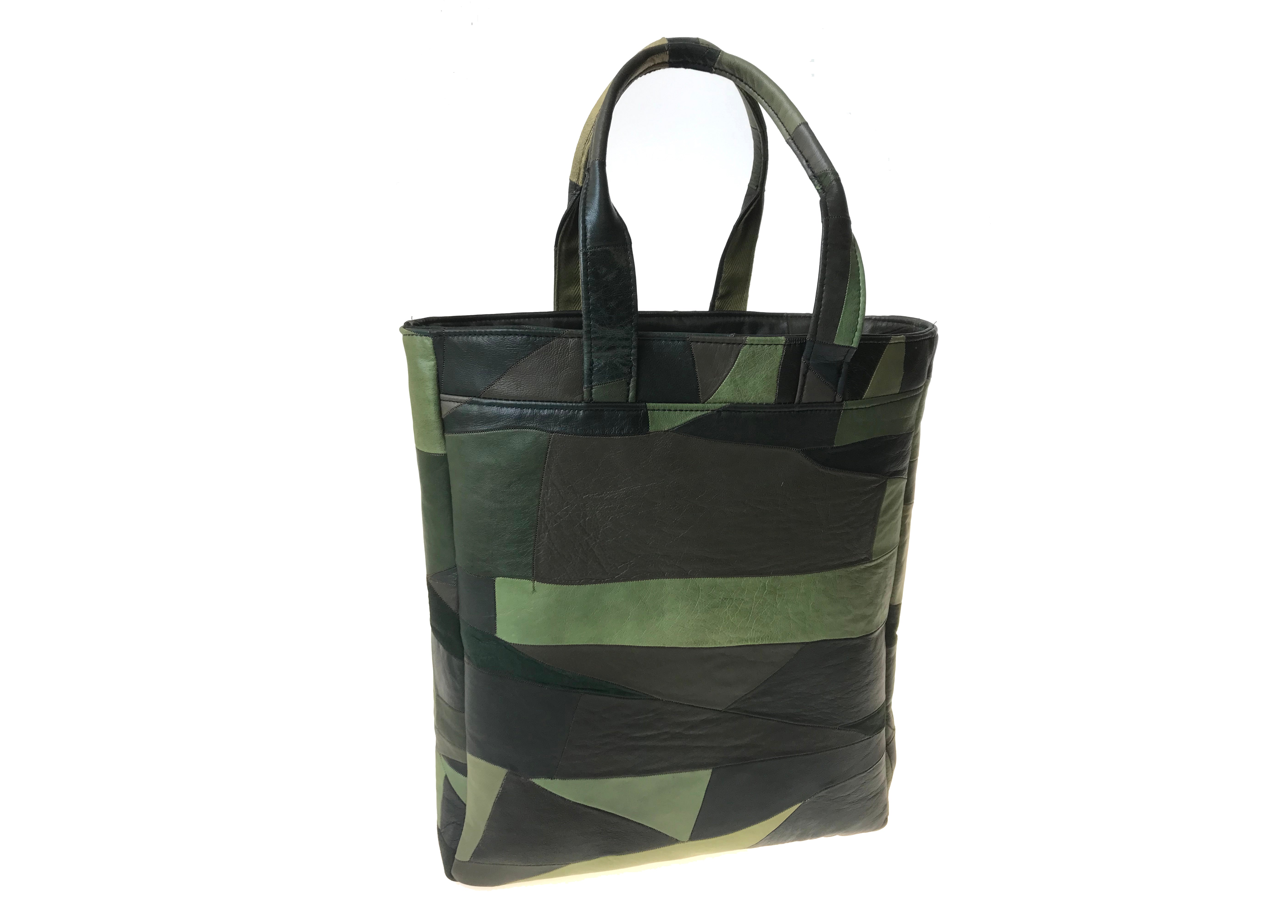 VINTAGE ITALIAN LEATHER LAMBSKIN PATCHWORK TOTE