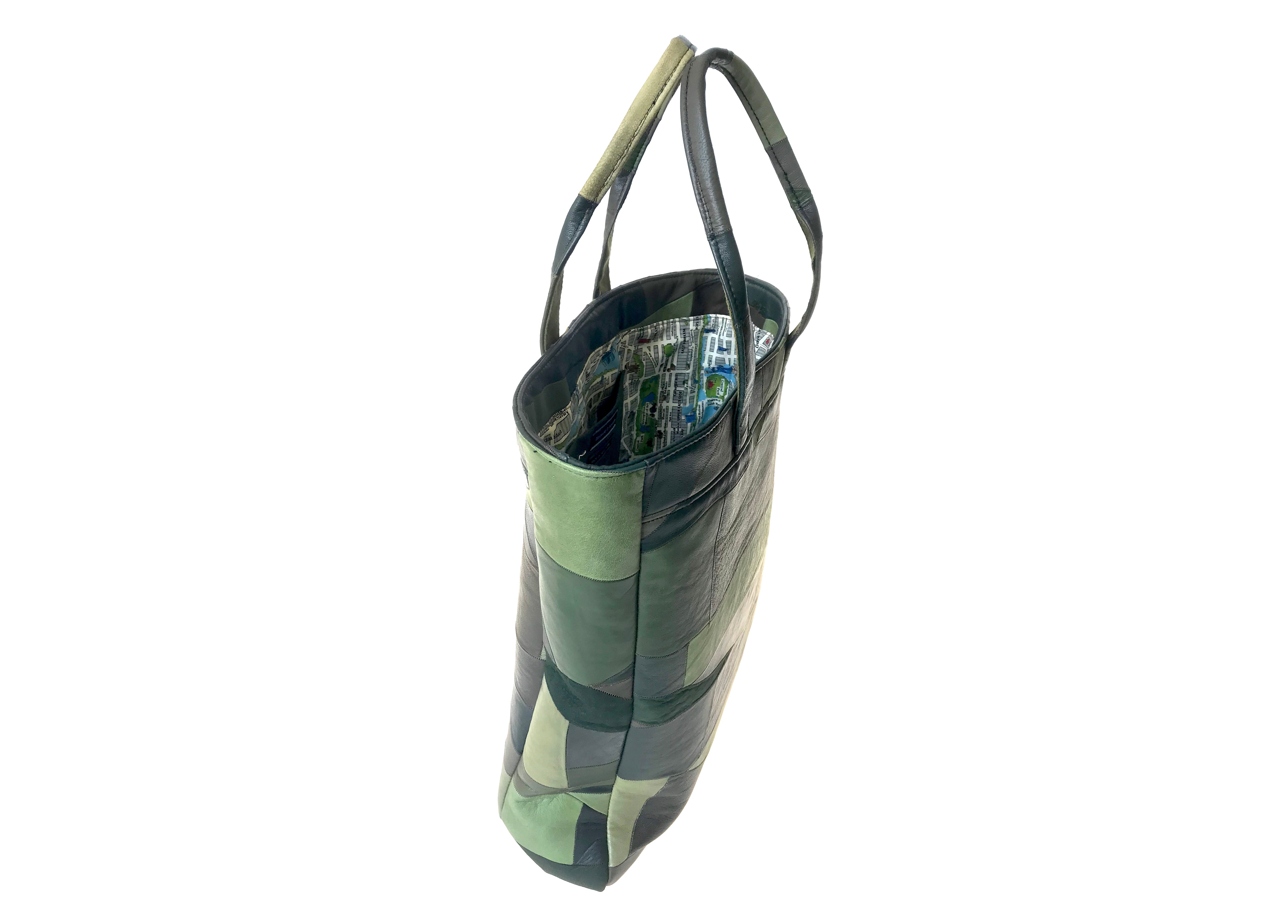 VINTAGE ITALIAN LEATHER LAMBSKIN PATCHWORK TOTE