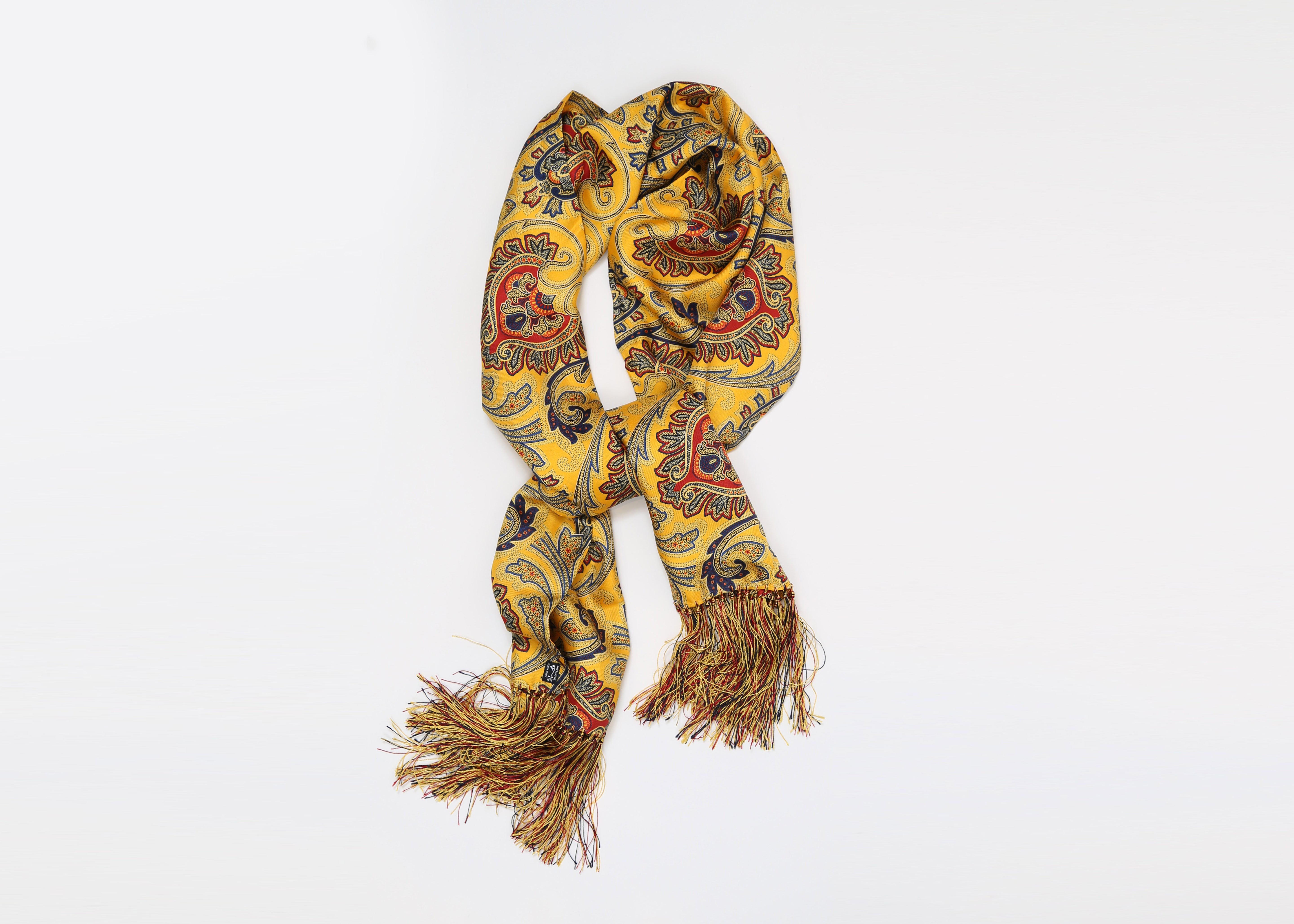 Yellow Paisley Silk Scarf , made in England