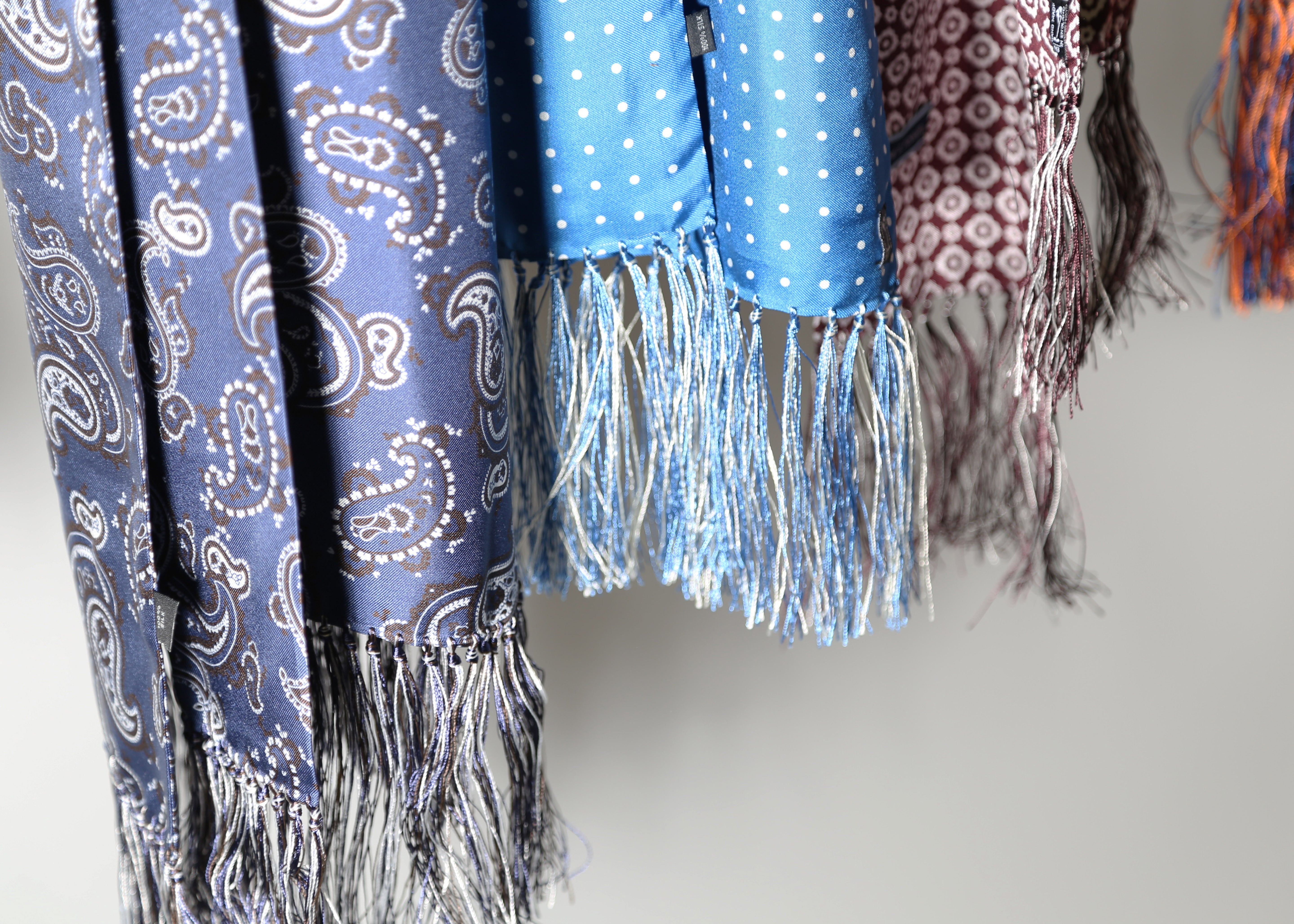 Yellow Paisley Silk Scarf , made in England